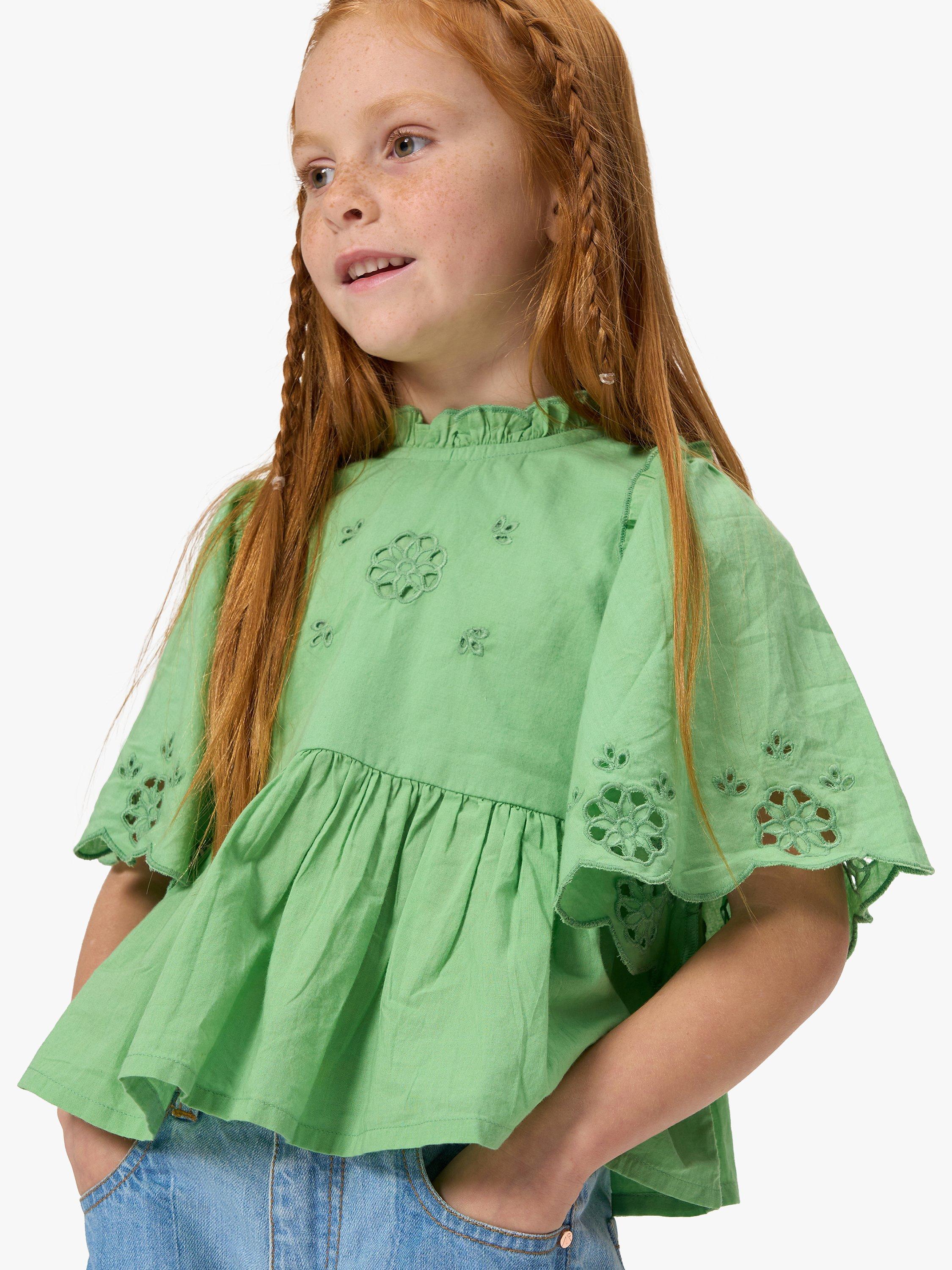 Angel & Rocket Kids' Flo Broderie Top, Green