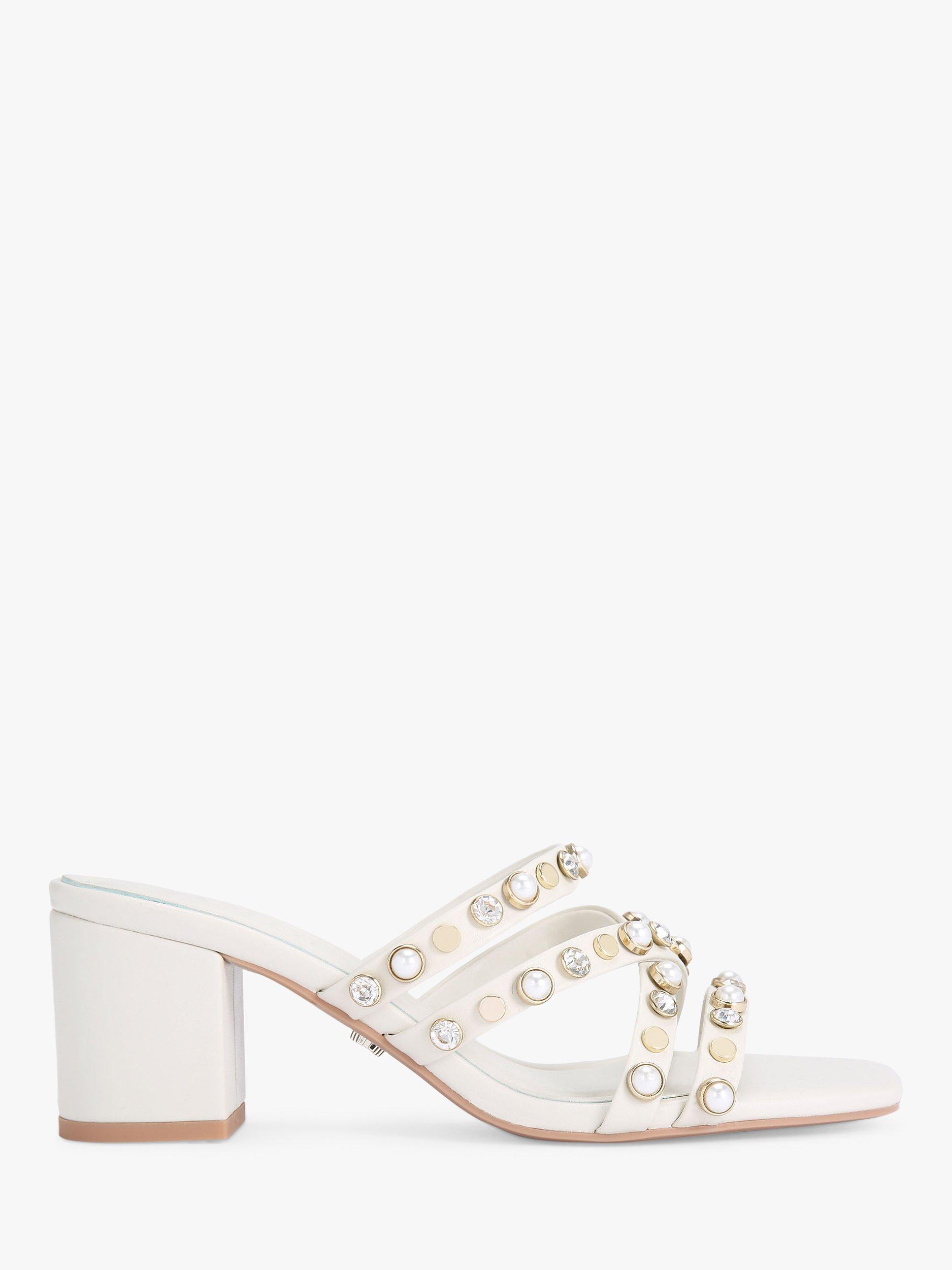 Carvela Precious Leather Embellished Mules, Putty