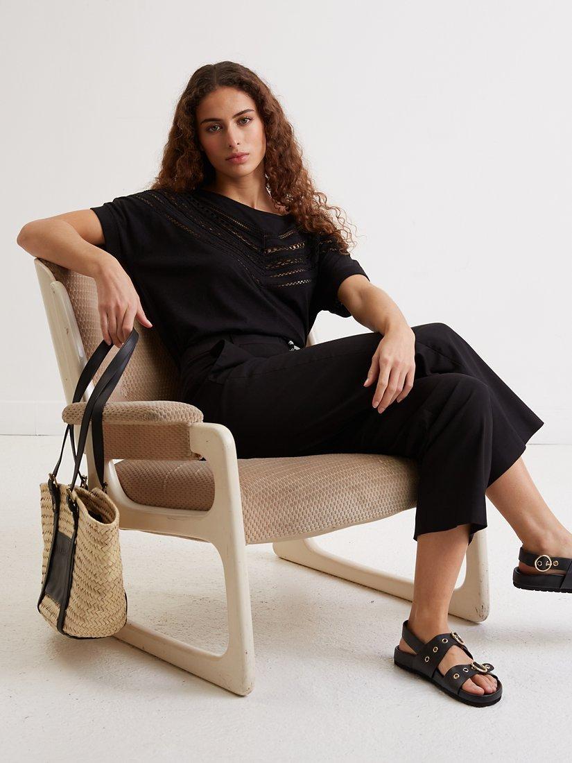 Gerard Darel Eileen Cotton Trousers, Black