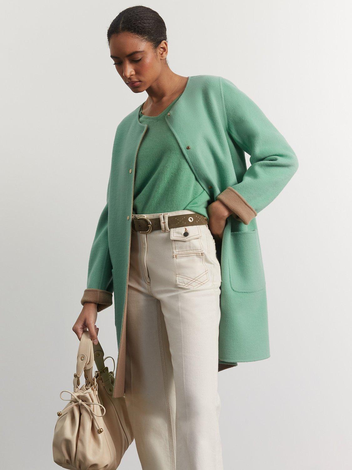 Gerard Darel Sailor Wool Reversible Coat, Green/Beige, 12