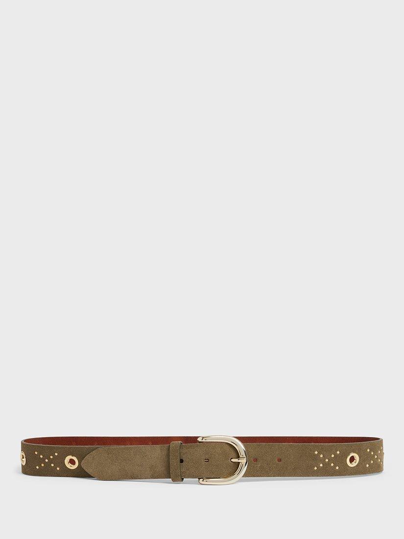Gerard Darel Rosaline Leather Belt, Khaki Green
