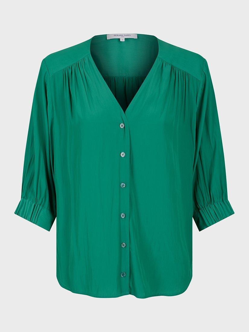 Gerard Darel Ceres Button Detail V-Neck Blouse, Green, 8