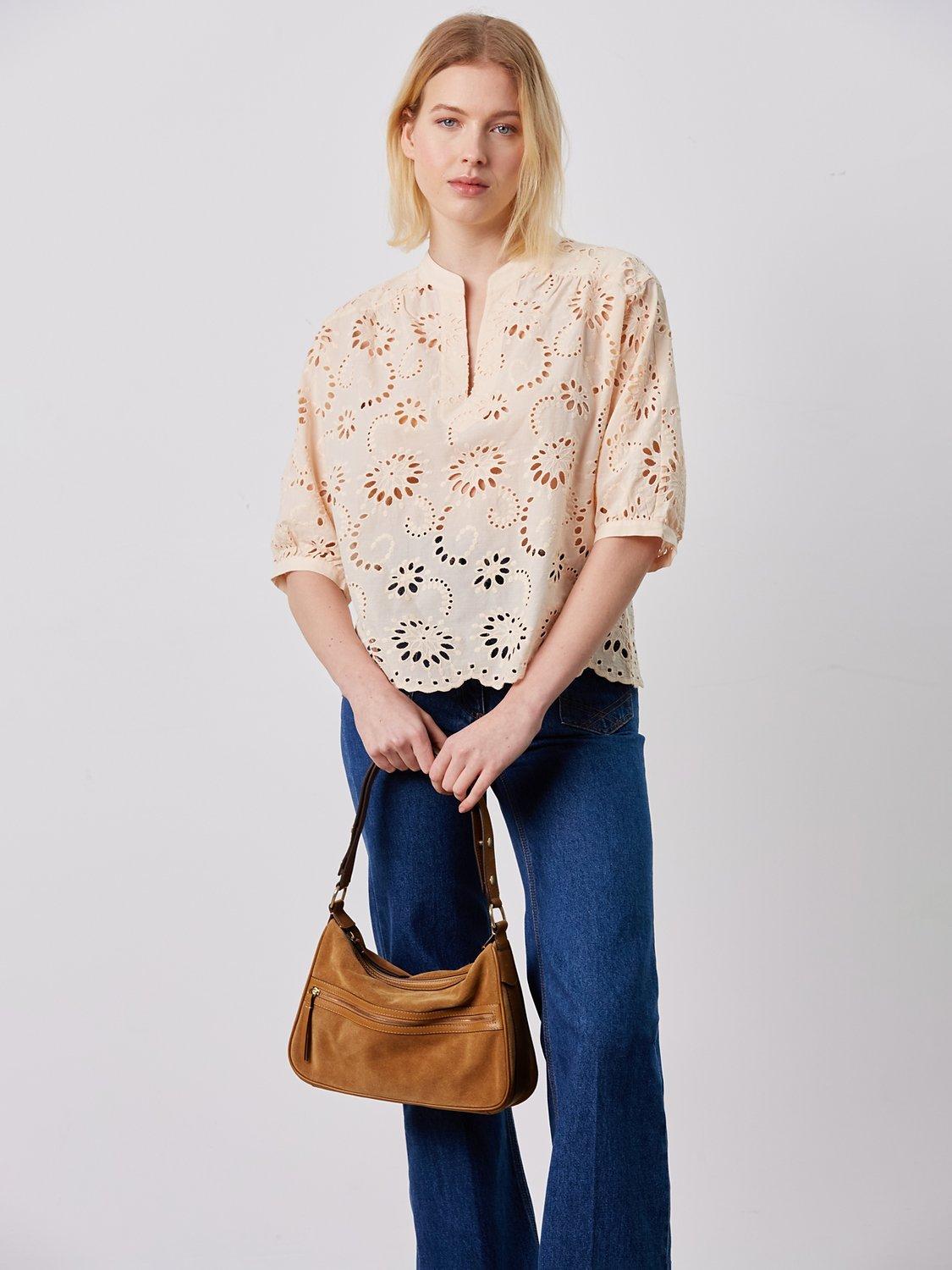Gerard Darel Come Broderie Blouse, Beige
