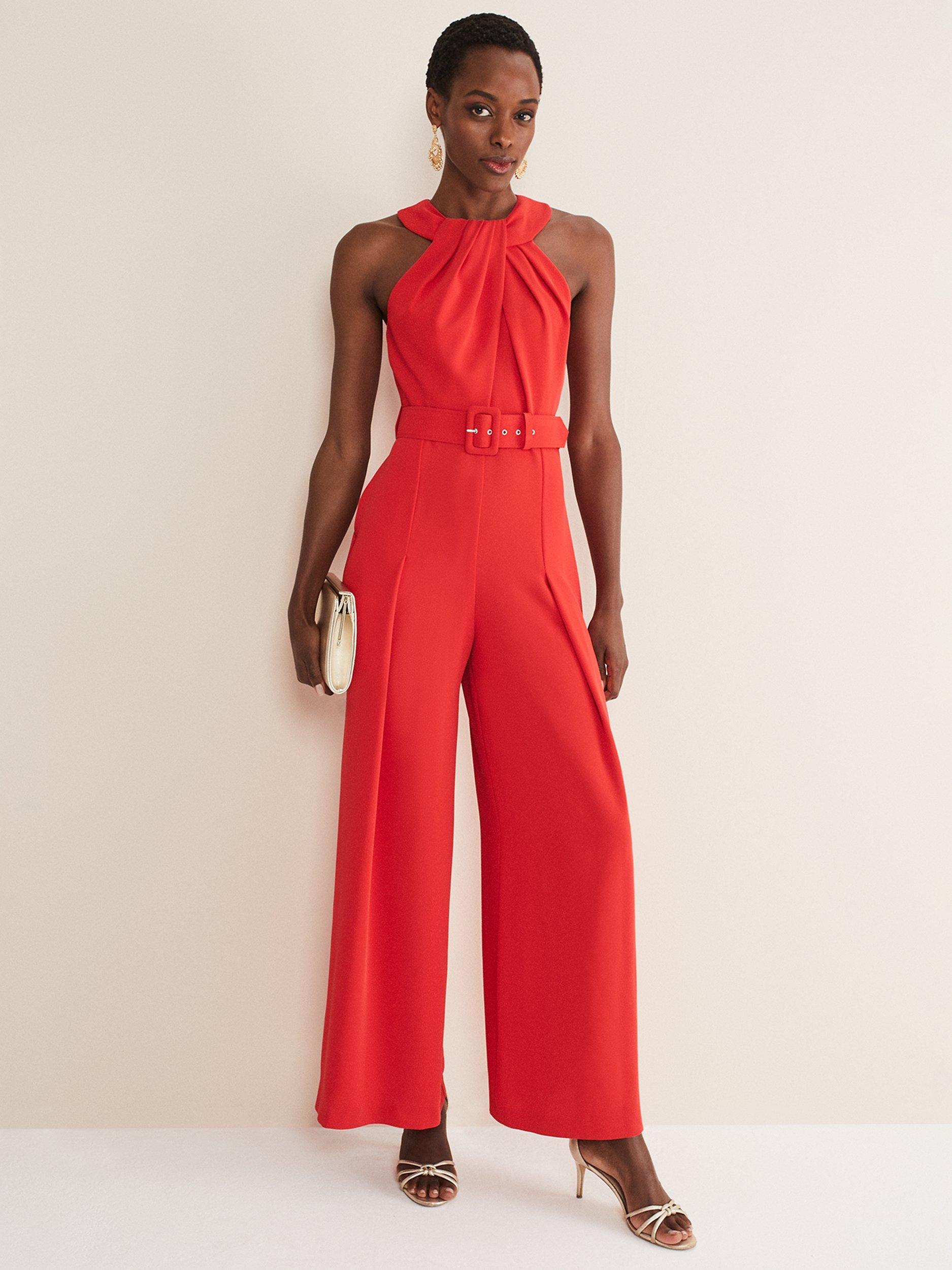 Sleeveless red jumpsuit online