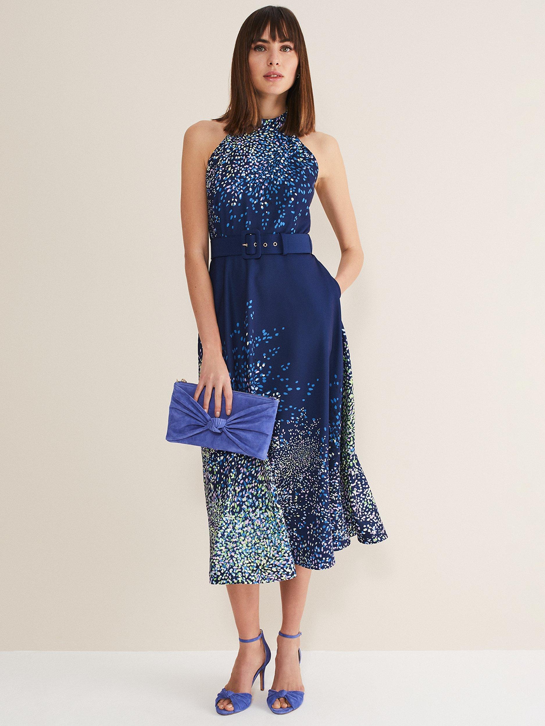 Phase Eight Clea Sleeveless Halter Neck Dress, French Navy