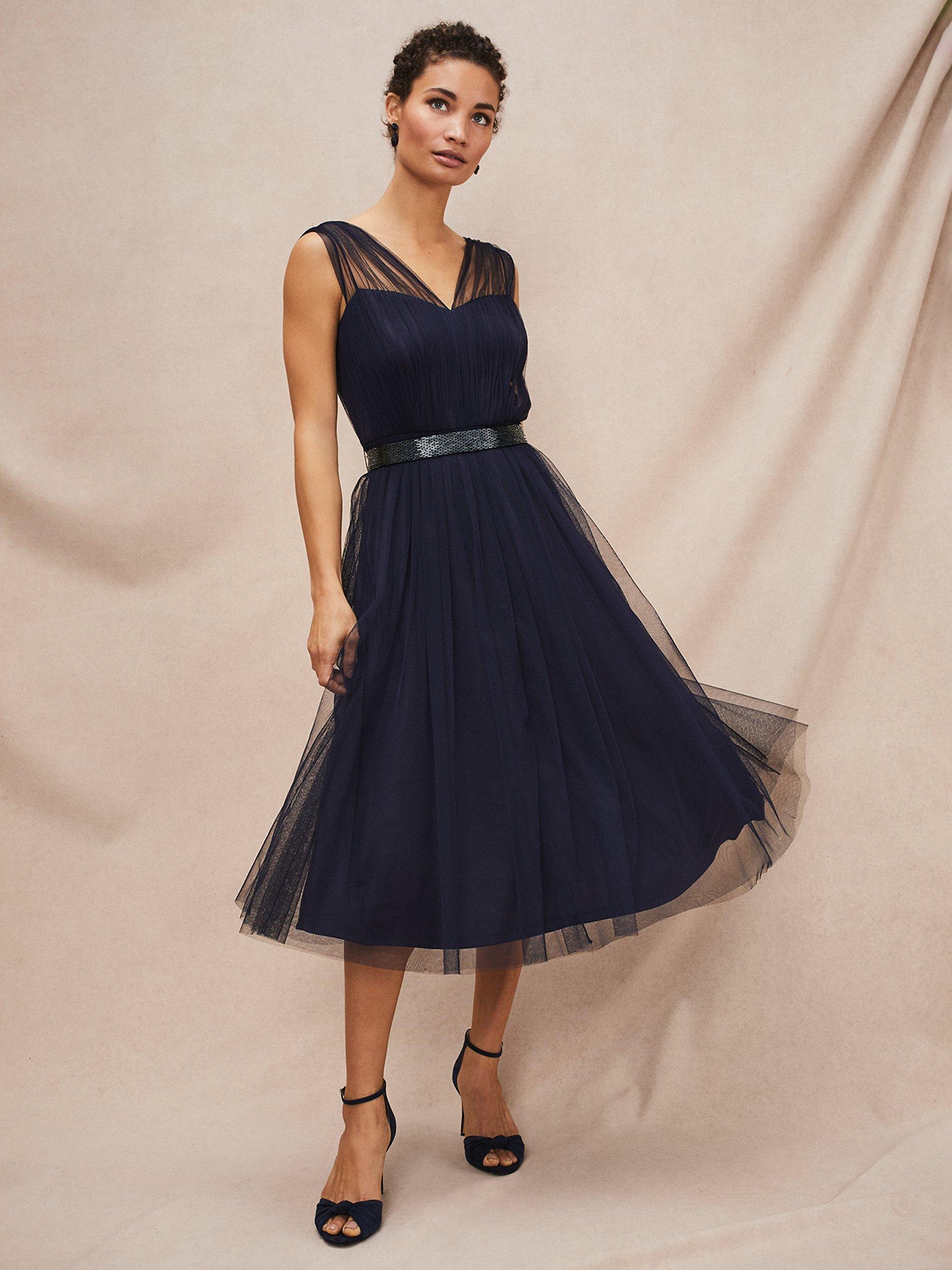 Phase Eight Ella Tulle Midi Dress Navy