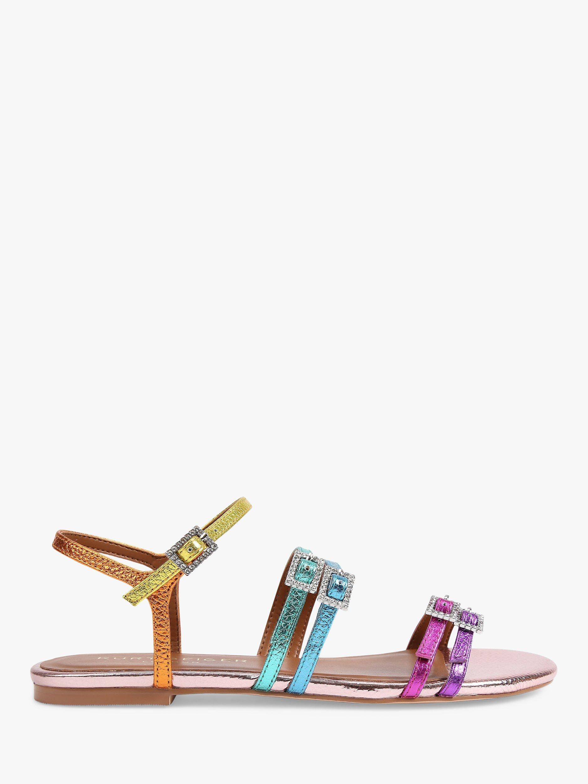Kurt Geiger London Pierra Leather Flat Sandals, Multi