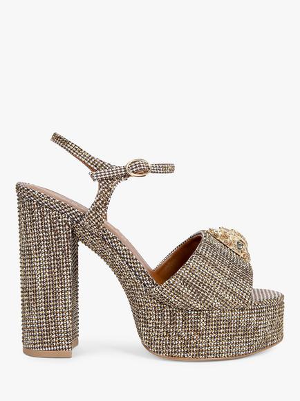 Kurt Geiger London Kensington Platform Embellished Sandals, Beige, Beige