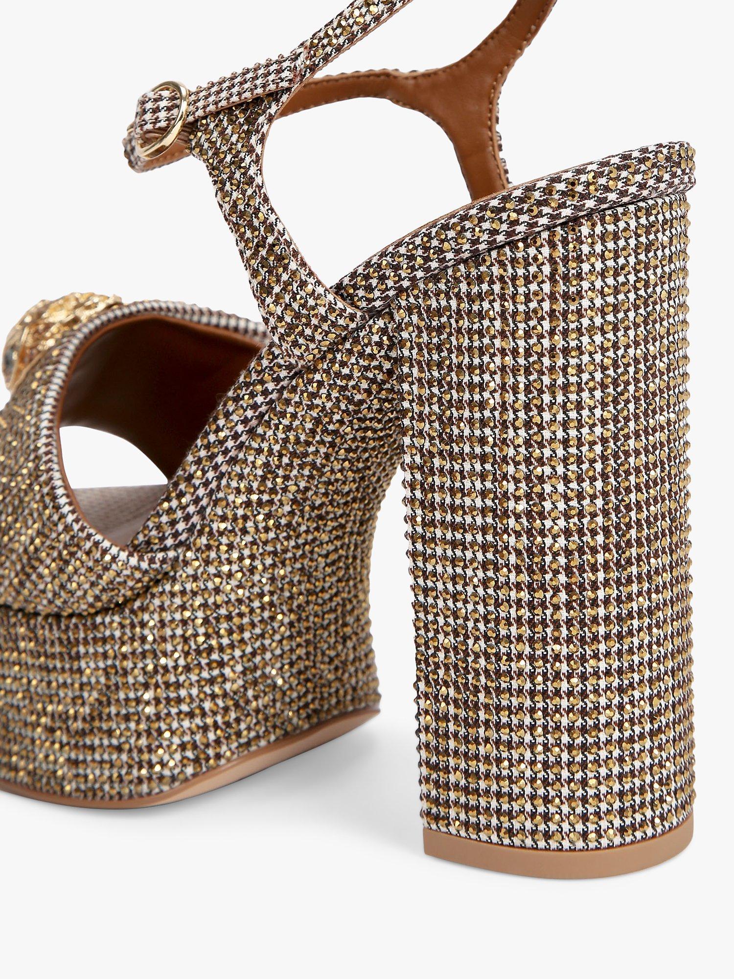Product image 3 of 6, which shows Kurt Geiger London Kensington Platform Embellished Sandals, Beige, 3