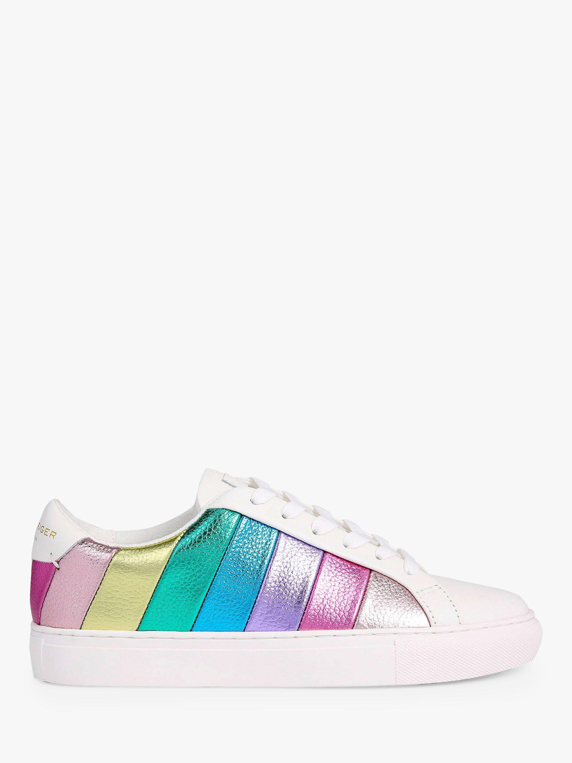 Kurt Geiger London Lane Stripe Leather Trainers, White/Multi