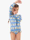 Angel & Rocket Kids' Butterfly Print Zip-Up Rash Swimsuit, Blue