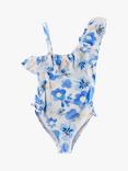 Angel & Rocket Kids' Ruffle Shoulder Floral Swimsuit, Blue