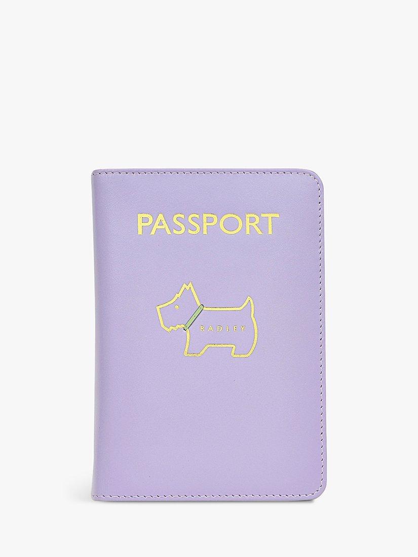 Radley Heritage Dog Outline Leather Passport Cover, Lavender, One Size