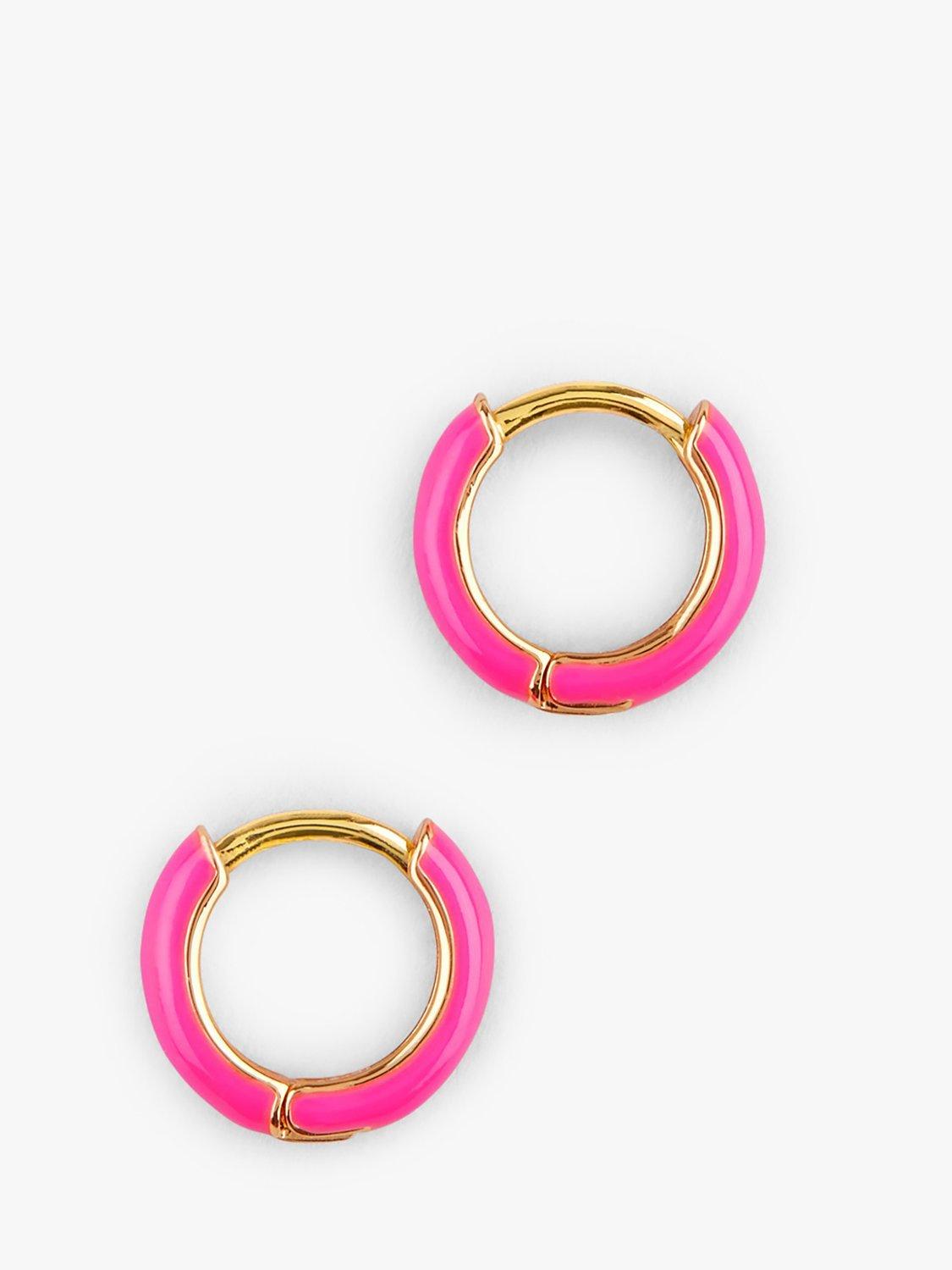 HUSH Effie Enamel Hoop Earrings, Gold/Pink