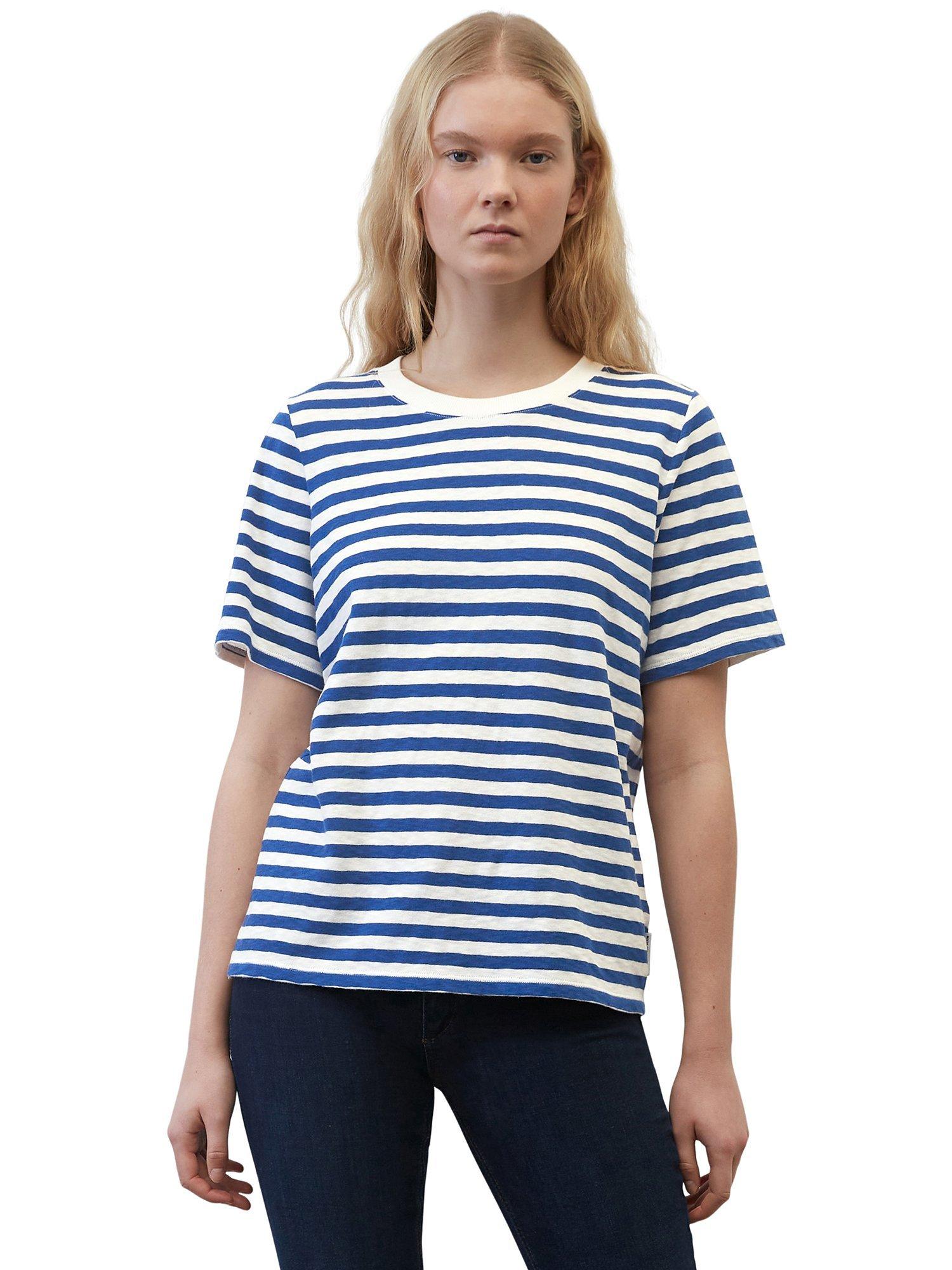 Marc O'Polo Denim Striped Jersey Cotton T-Shirt, Blue/White