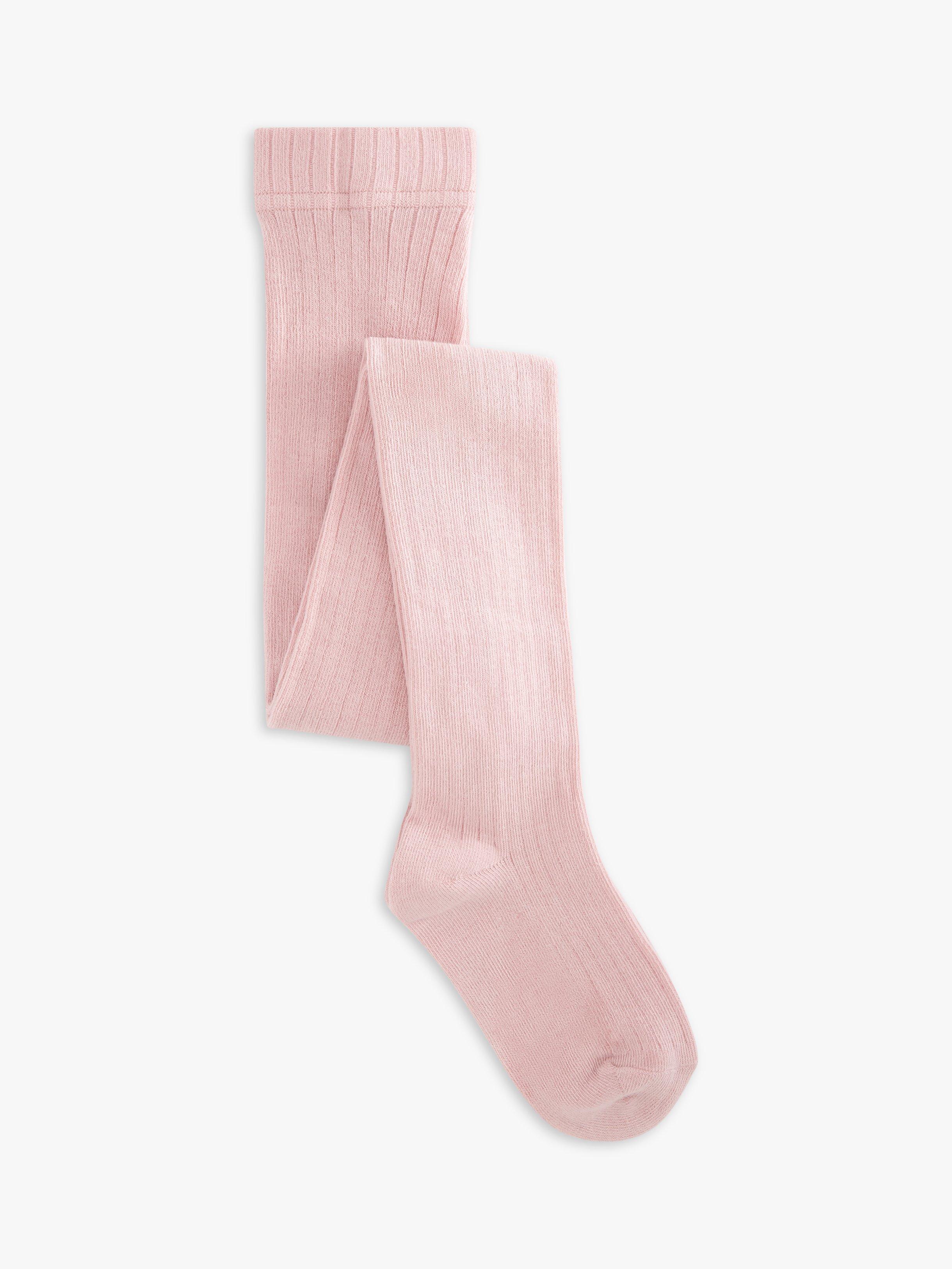 John Lewis Kids Ribbed Tights Light Pink