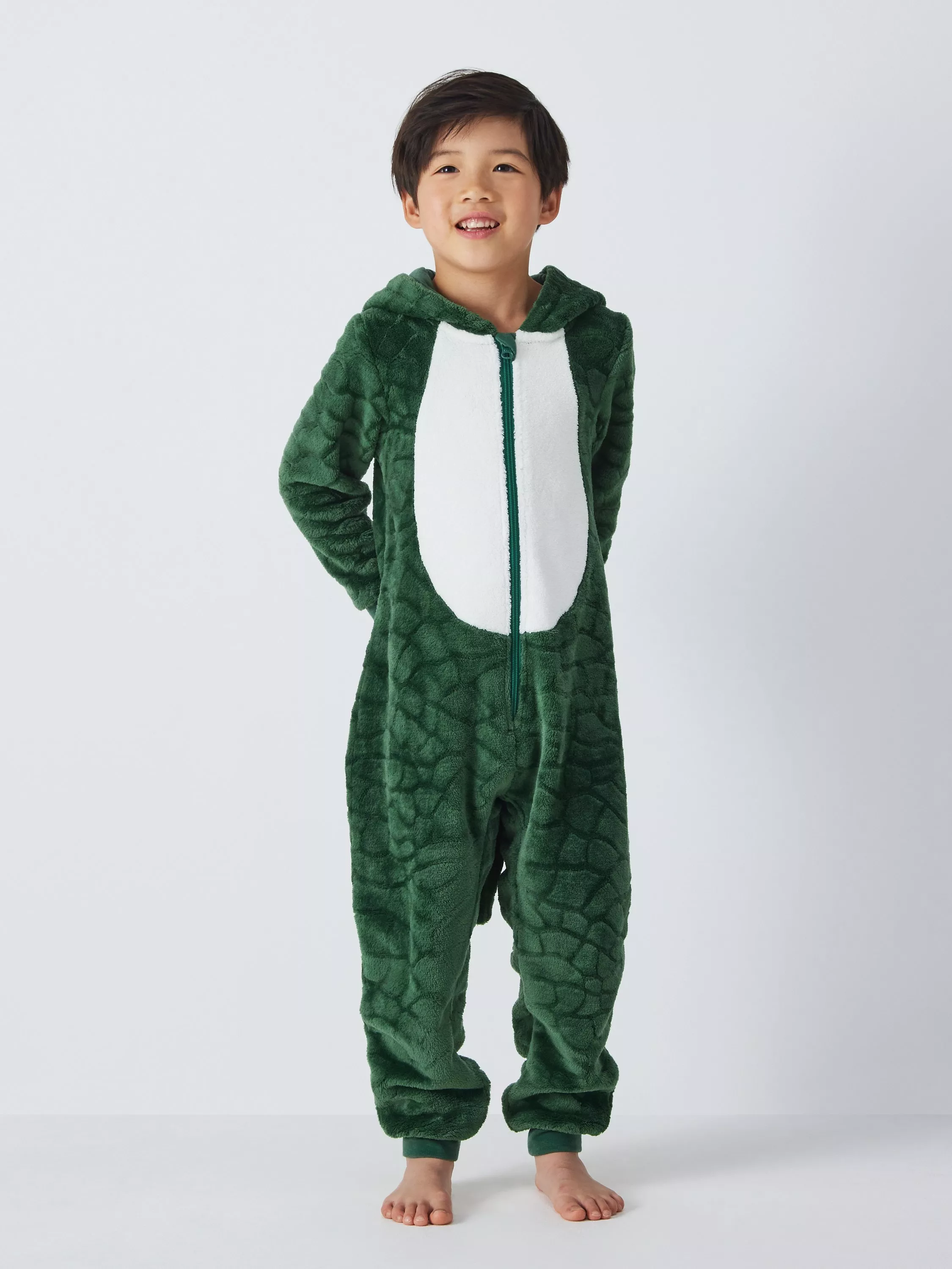 John Lewis Kids Crocodile Onesie Green