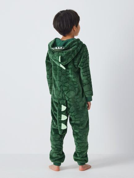 John Lewis Kids' Crocodile Onesie, Green - view 2, Green