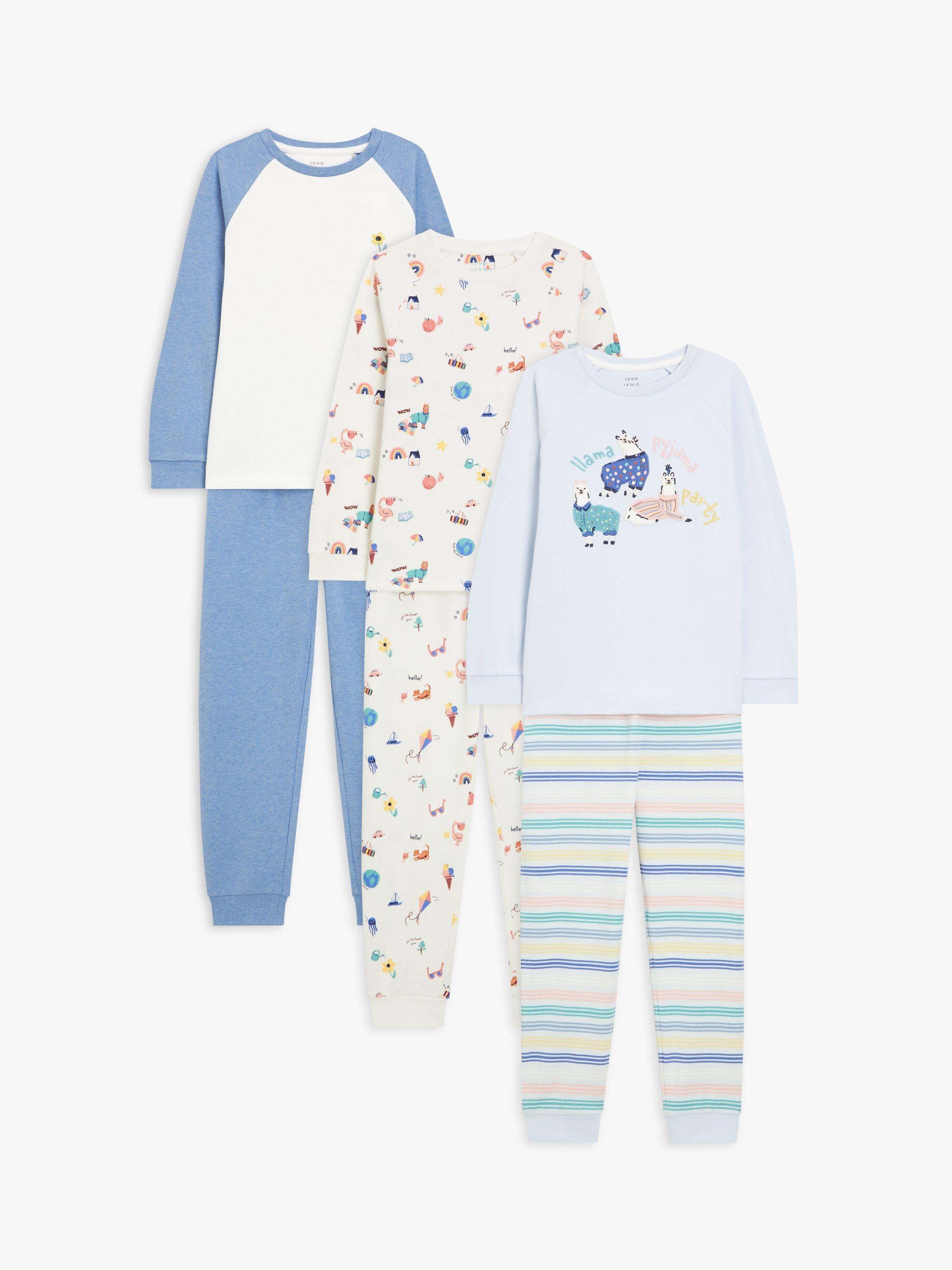 John Lewis Kids' Llama Party Pyjamas, Pack of 3, Multi