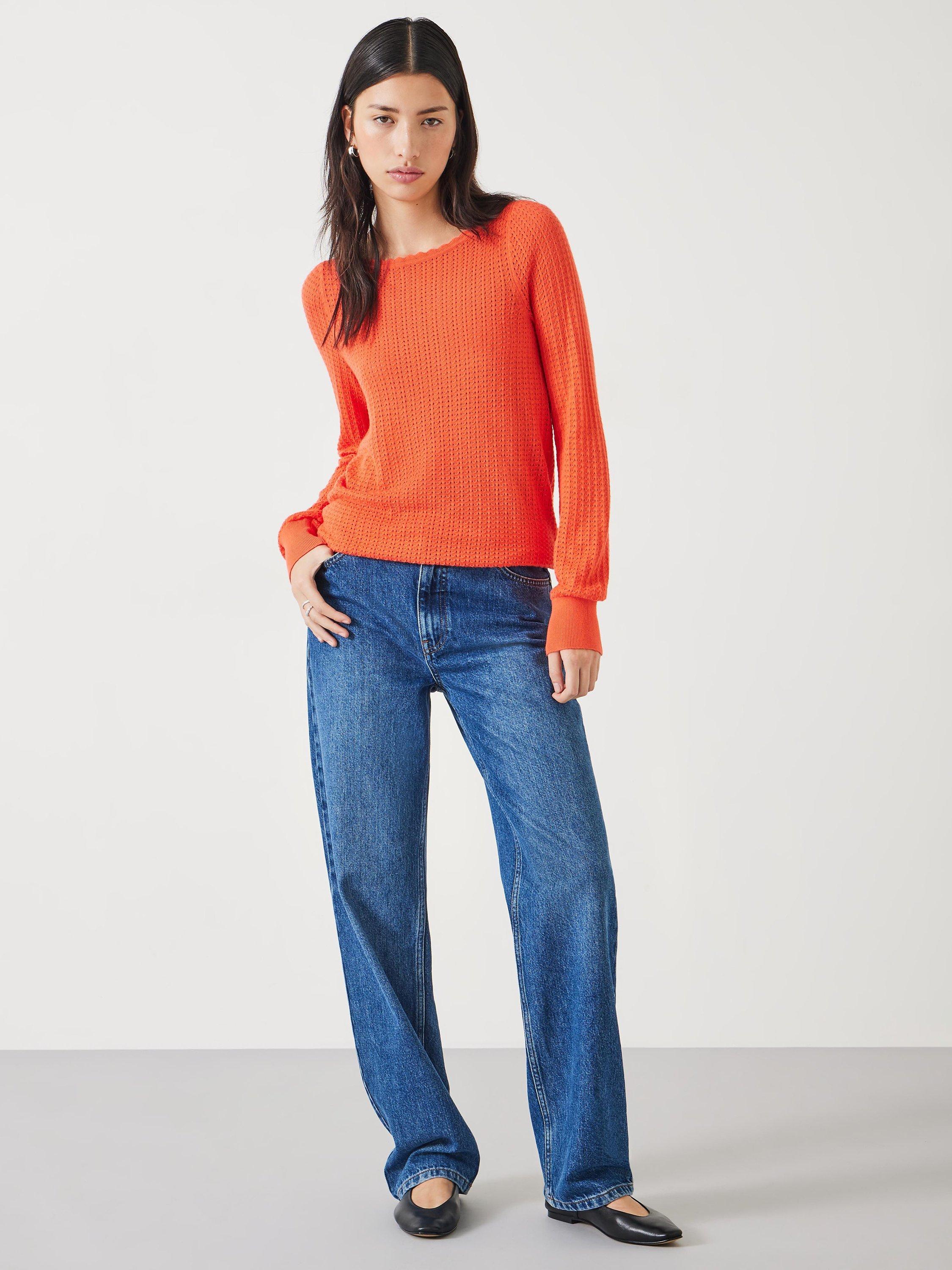 HUSH Sophie Open Neck Jumper, Coral, XXS