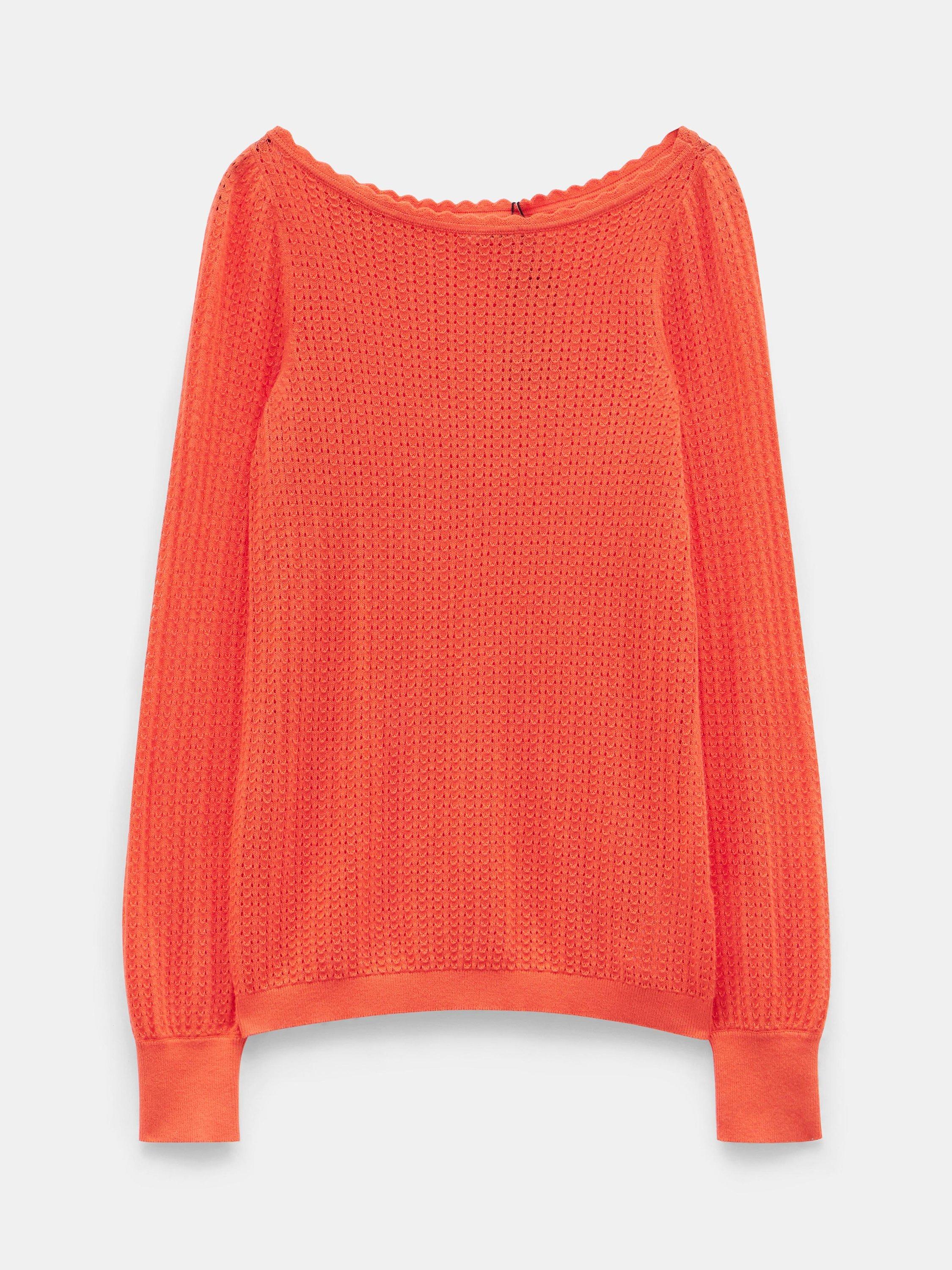 HUSH Sophie Open Neck Jumper, Coral, XXS