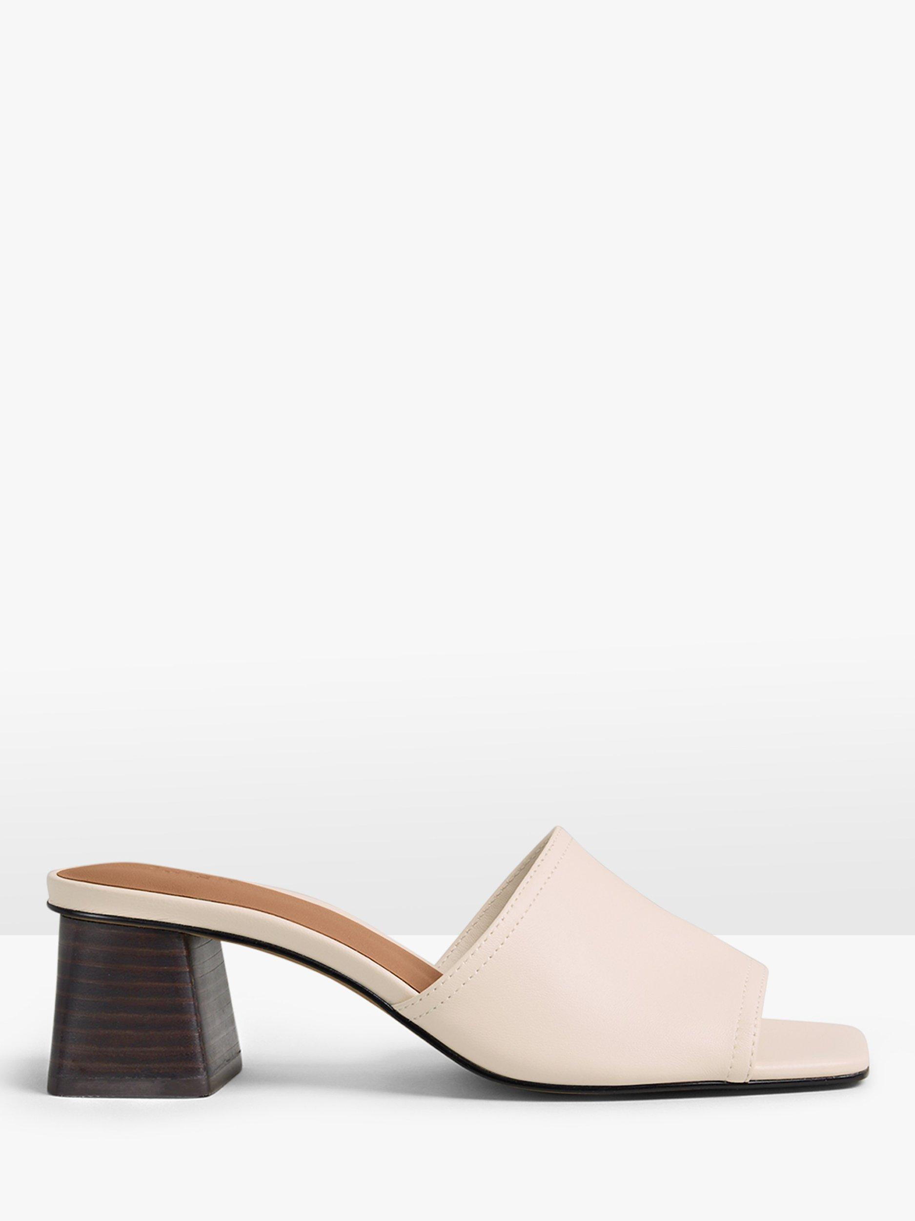 HUSH Lyra Block Heel Mules, Ecru