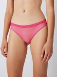 John Lewis ANYDAY Jojo Striped Mesh Trim Bikini Knickers, Pack of 3, Lilac/Pink/Colbolt