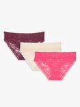 John Lewis ANYDAY Helenca Lace Bikini Knickers, Pack of 3