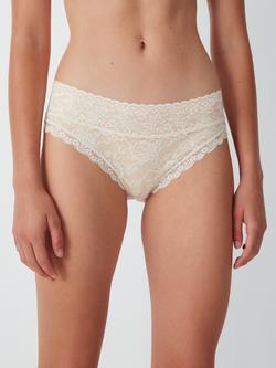 John Lewis ANYDAY Helenca Lace Bikini Knickers, Pack of 3 - view 2, Pink/Shell/Aubergine