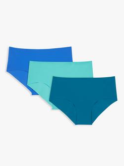 John Lewis No VPL Short Knickers, Pack of 3, Teal/Mint/Navy