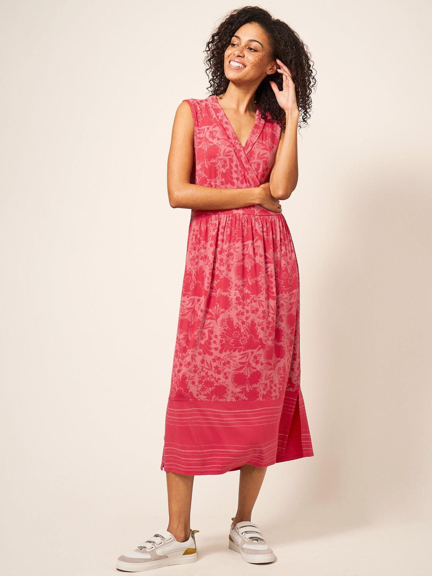White Stuff Eco Vero Jersey Long Length Dress, Red Mlt
