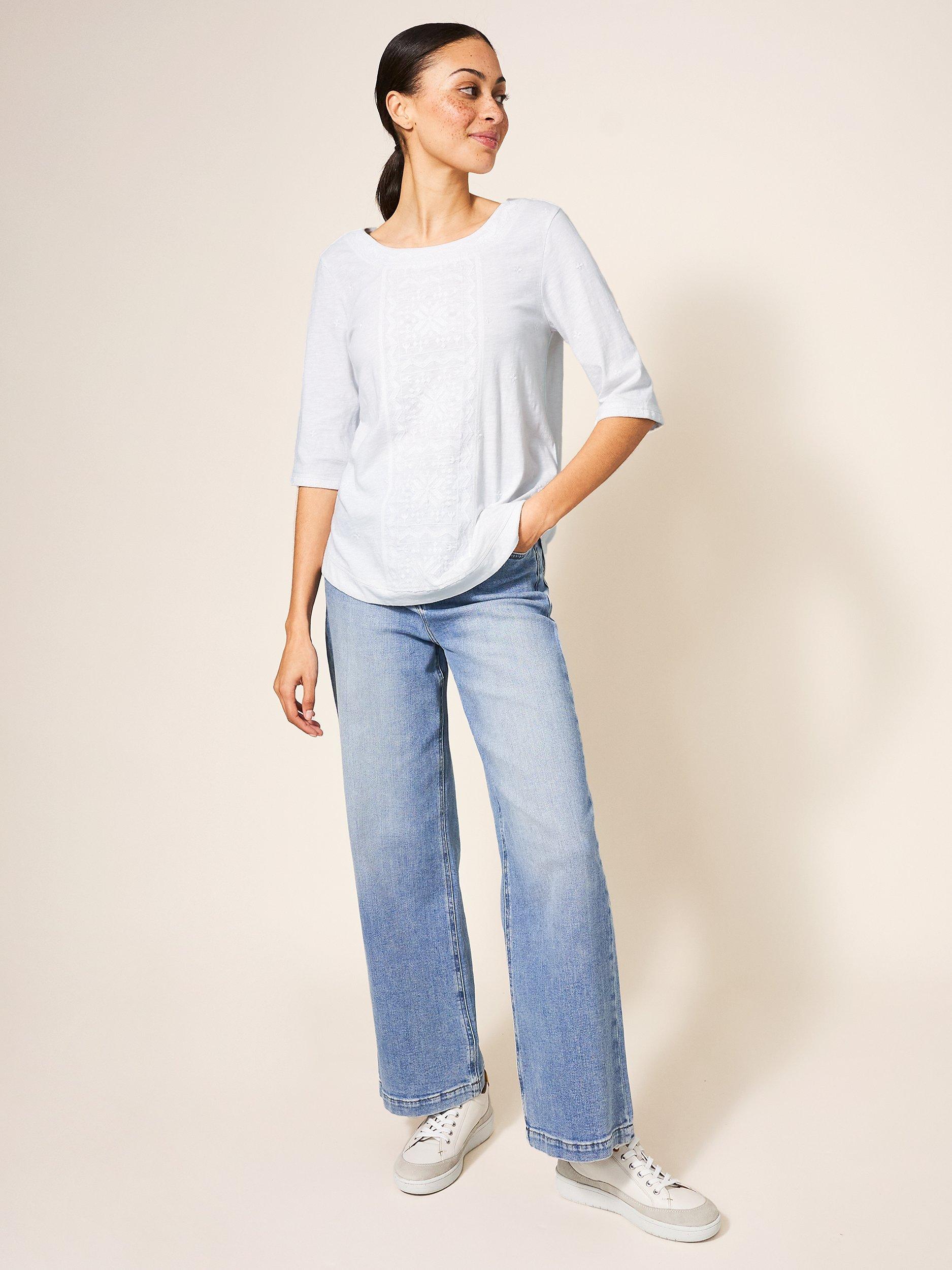 White Stuff Weaver Embroidery Jersey T-Shirt, White