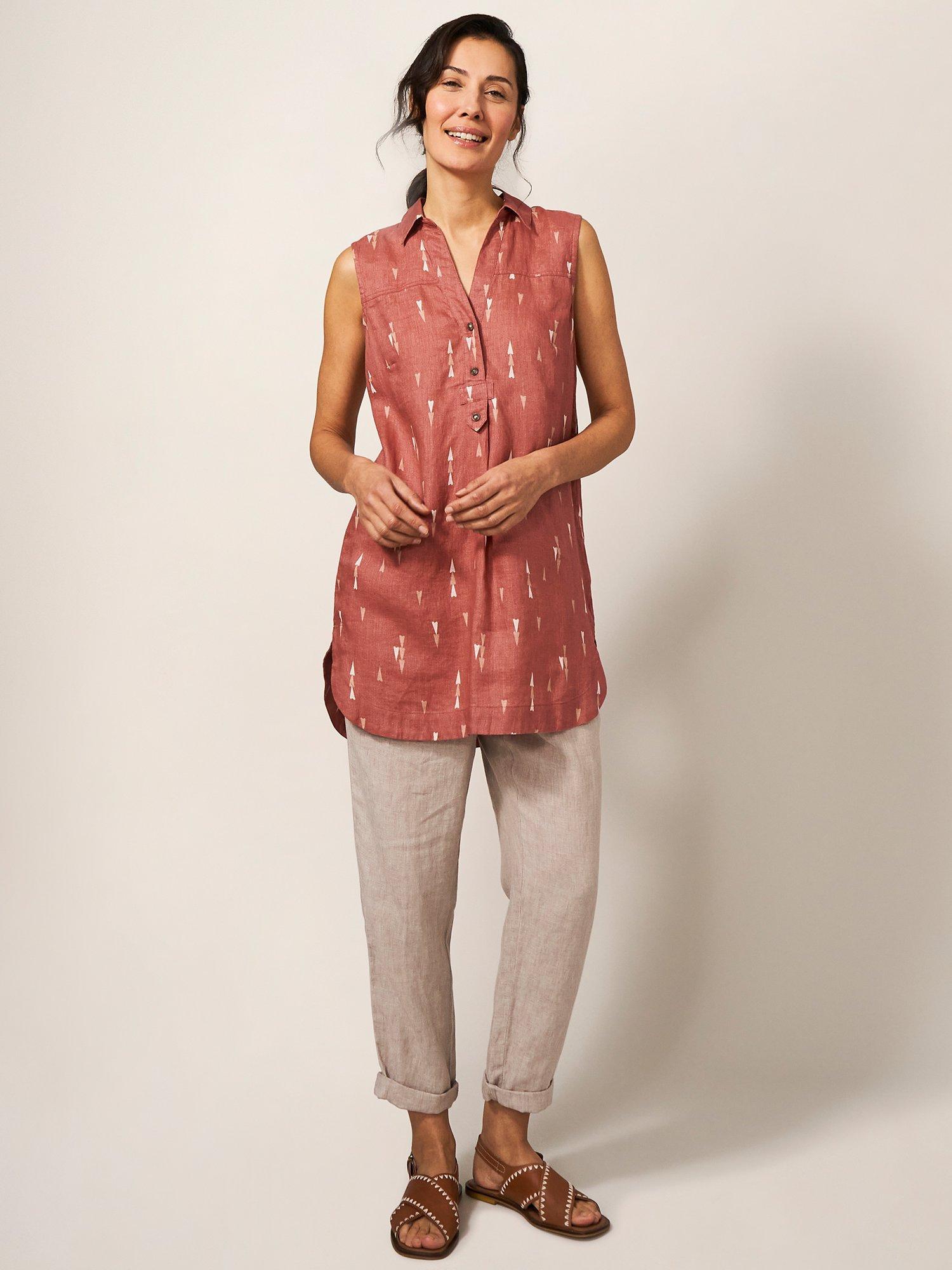 White Stuff Elsie Linen Tunic Top, Red