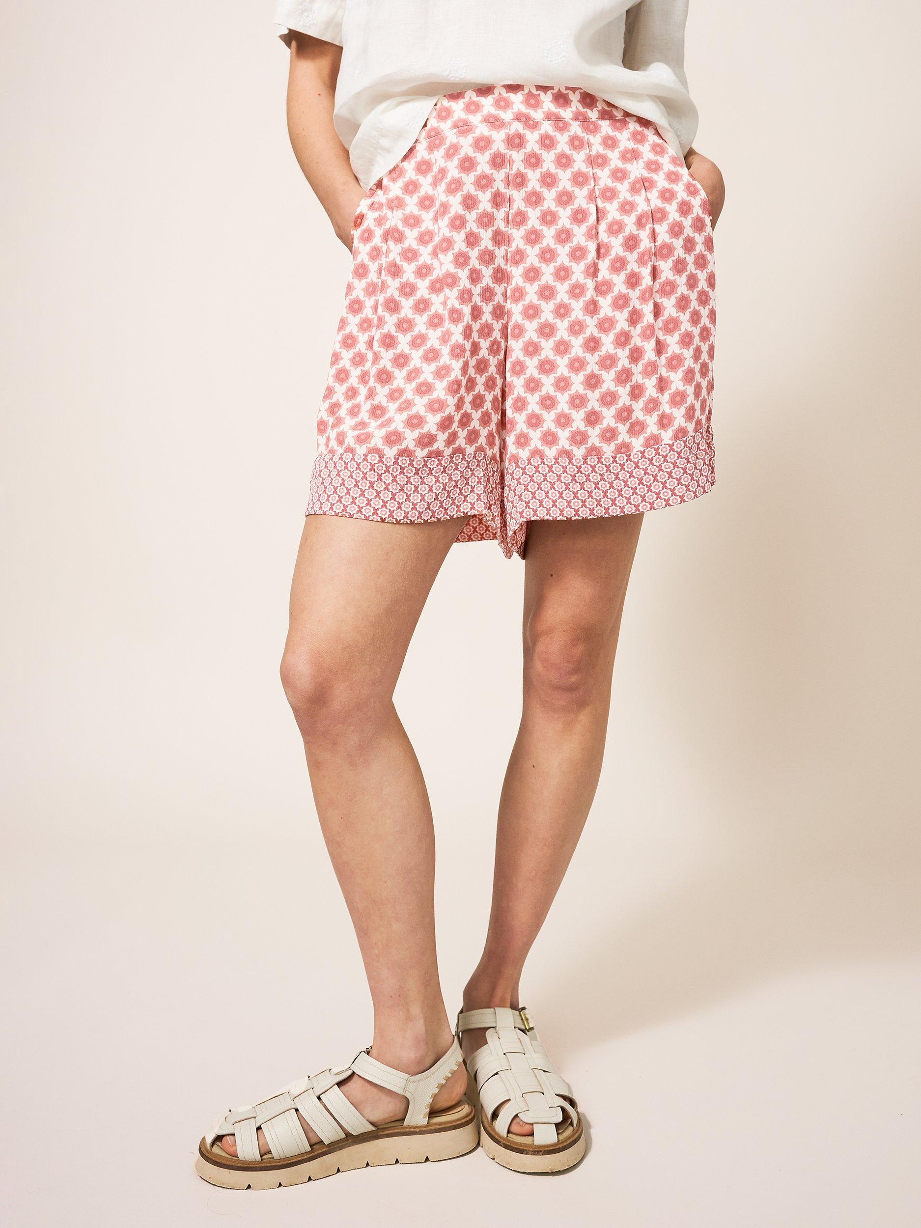 White Stuff Matilda Crinkle Shorts, Red Multi