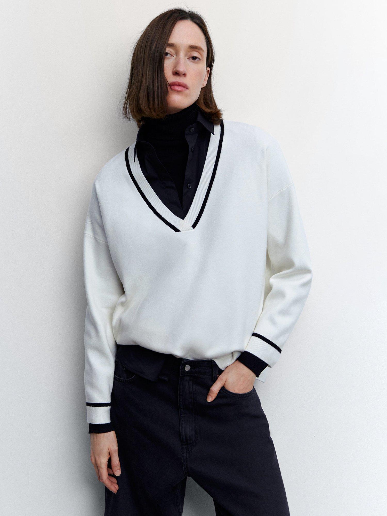 Mango Versi Jumper, White/Black