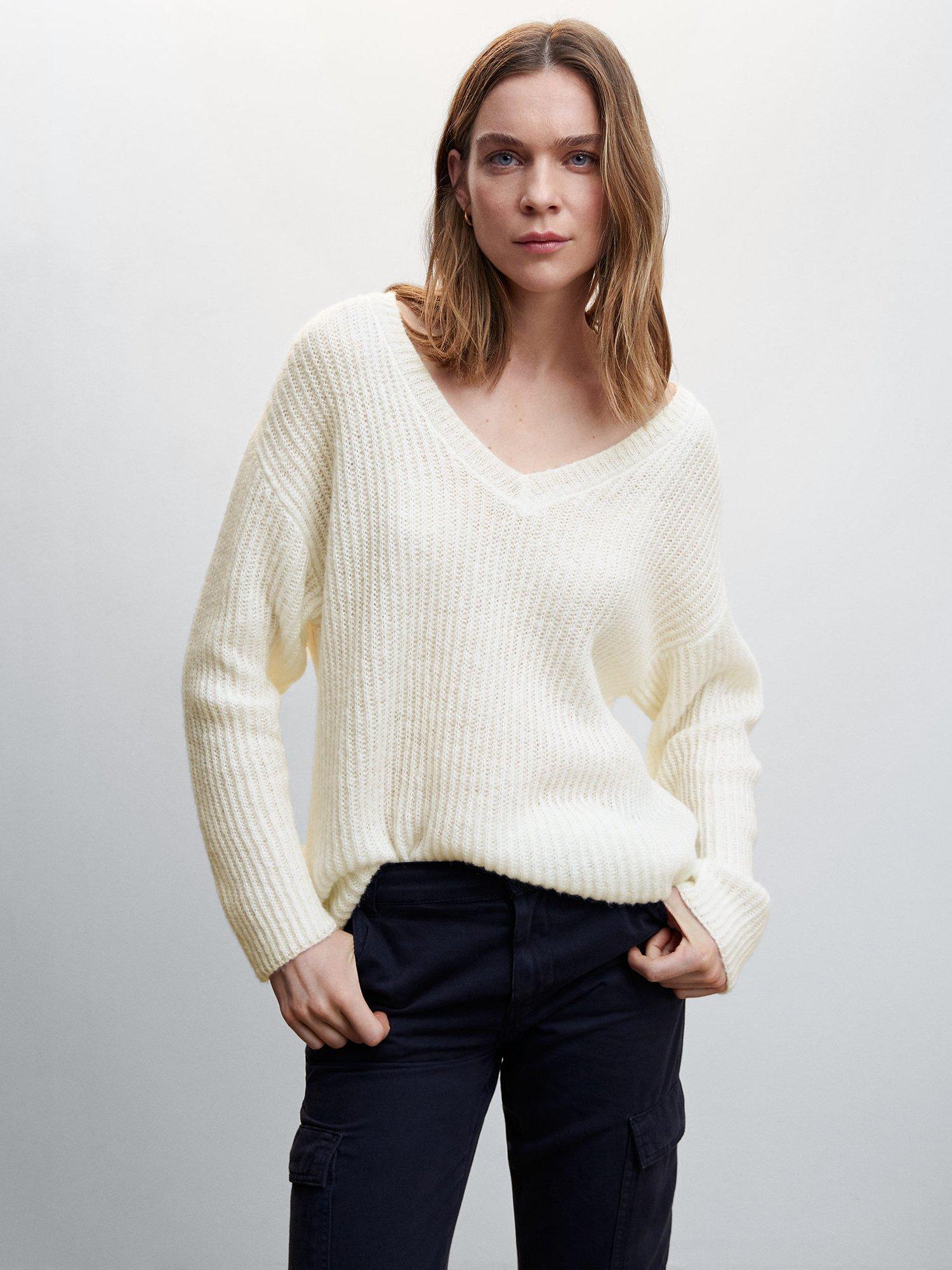 Product image 1 of 7, which shows Mango Lips Wool Blend Sweater, Cream, XXS