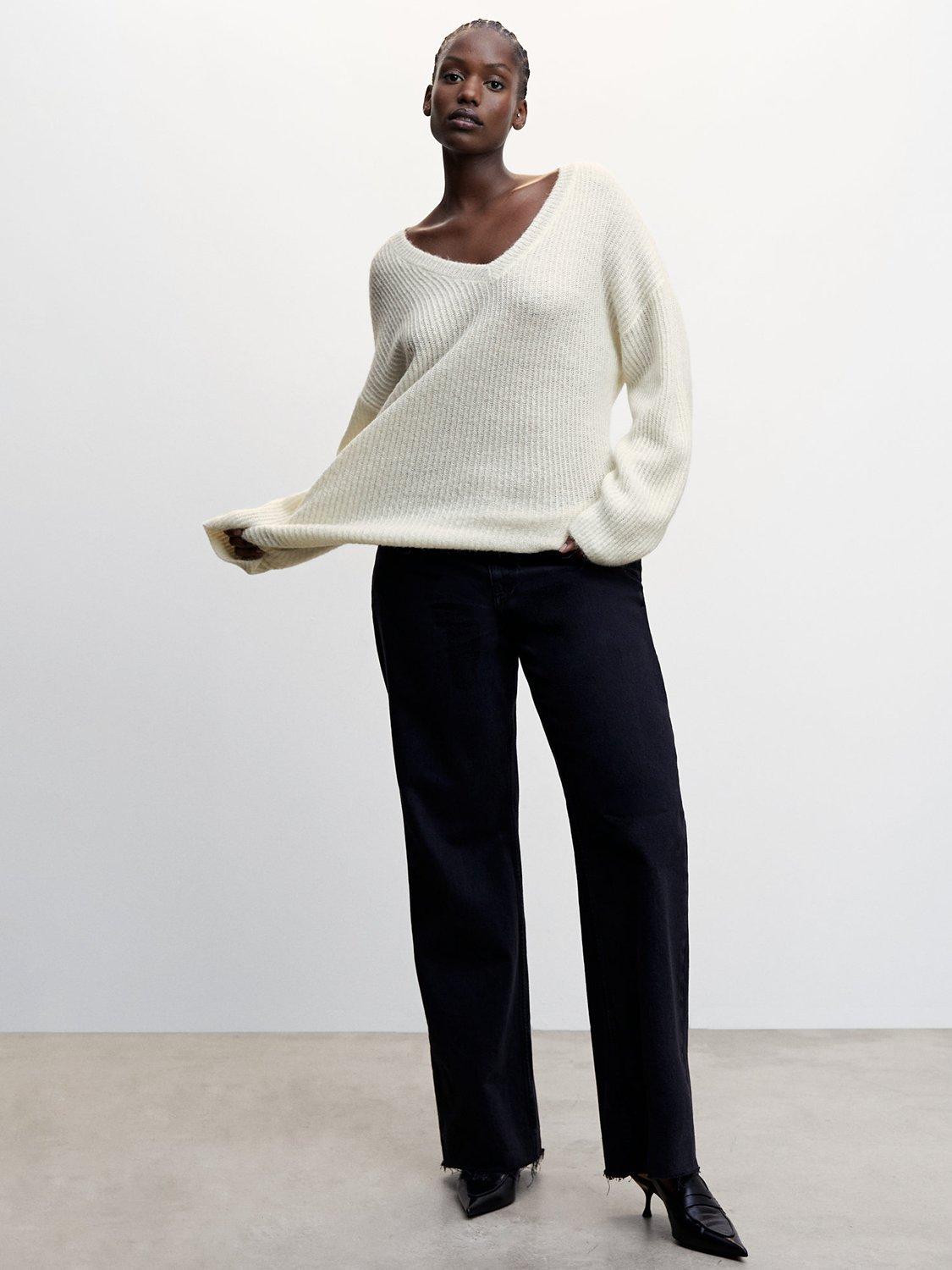 Product image 5 of 7, which shows Mango Lips Wool Blend Sweater, Cream, XXS
