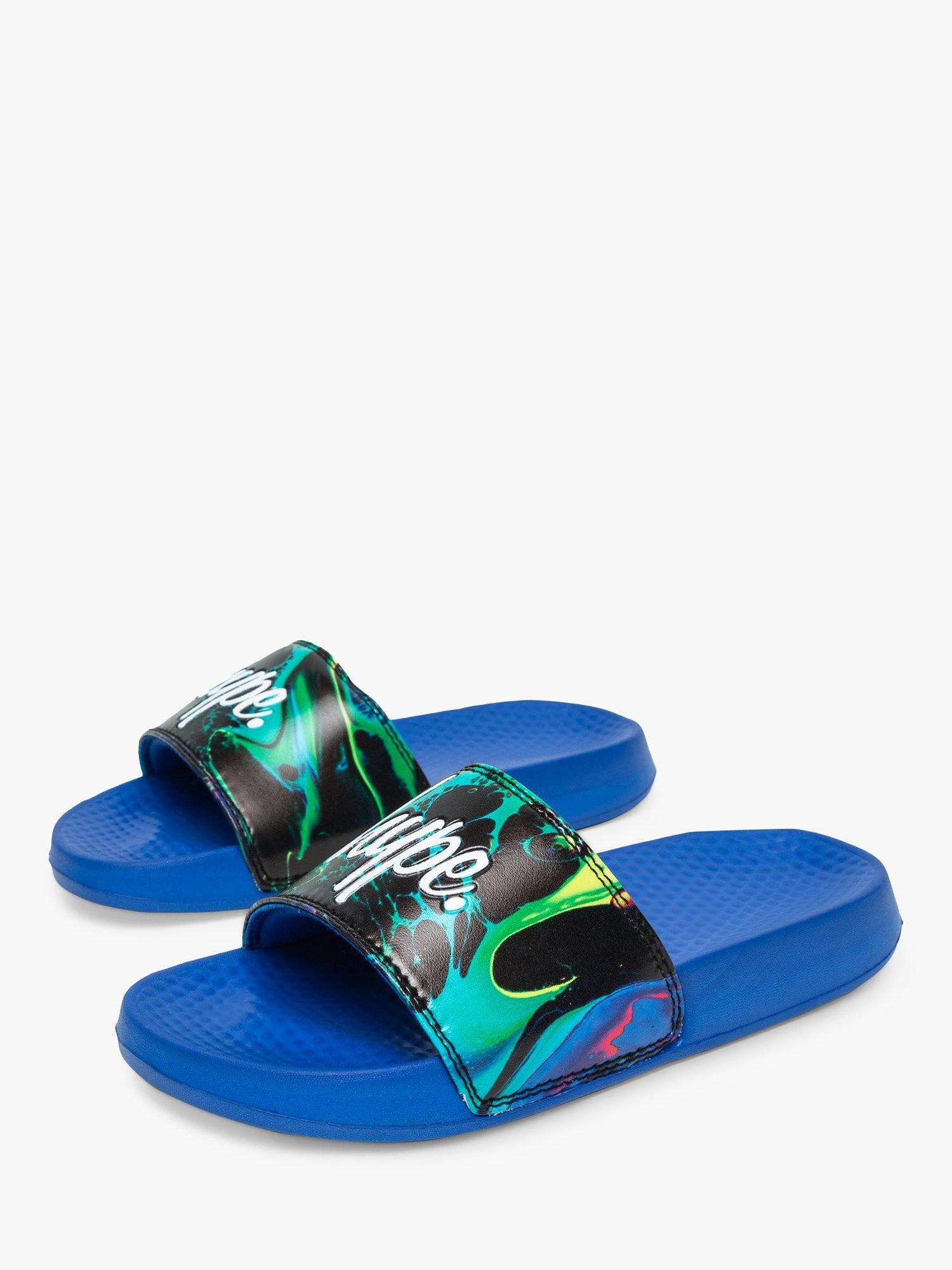 Hype Kids' Script Sliders, Blue Marbled Ink