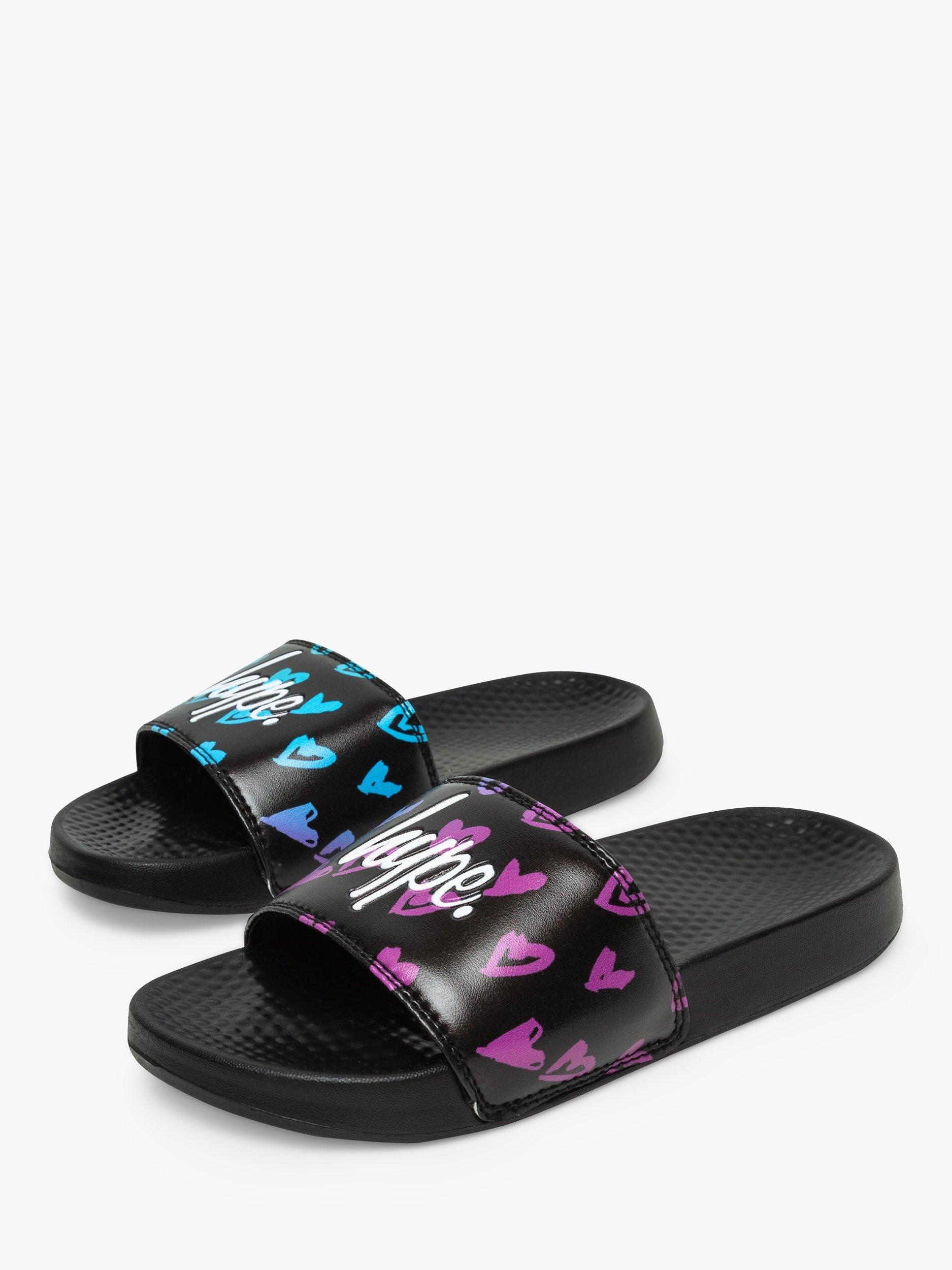 Hype Kids' Script Sliders, Black Scribble Heart
