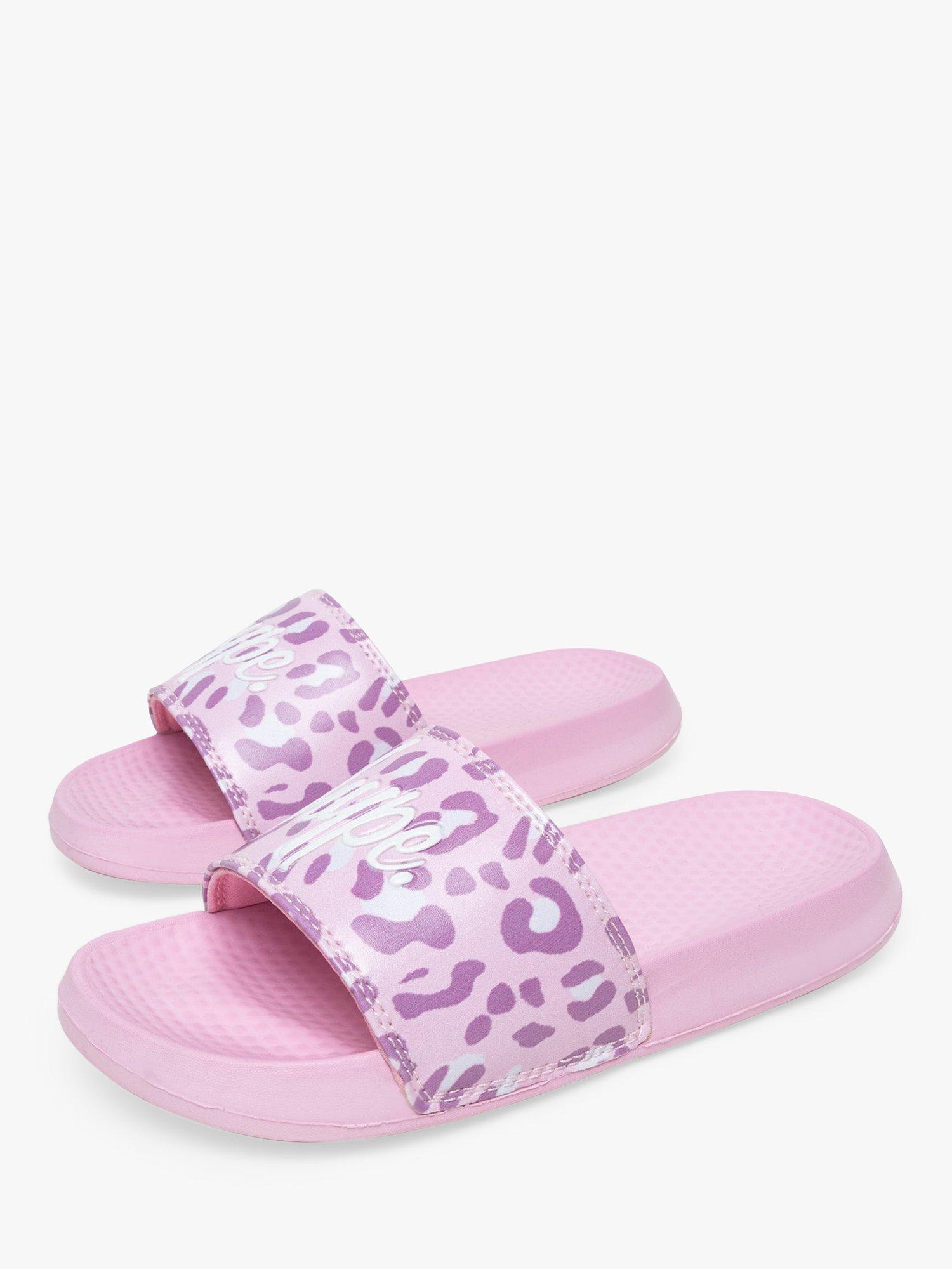 Hype Kids' Script Sliders, Pink Leopard, 11 Jnr