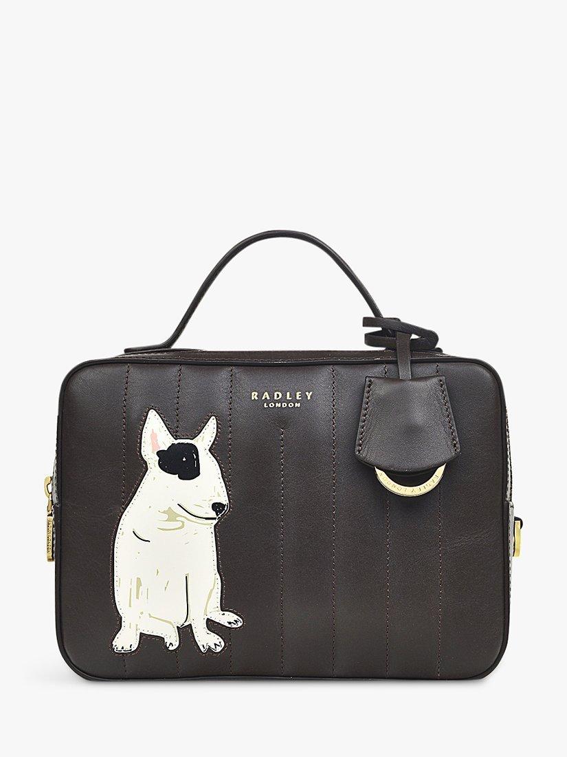 Radley & Friends Frank the Bull Terrier Leather Cross Body Bag, Dark Oak
