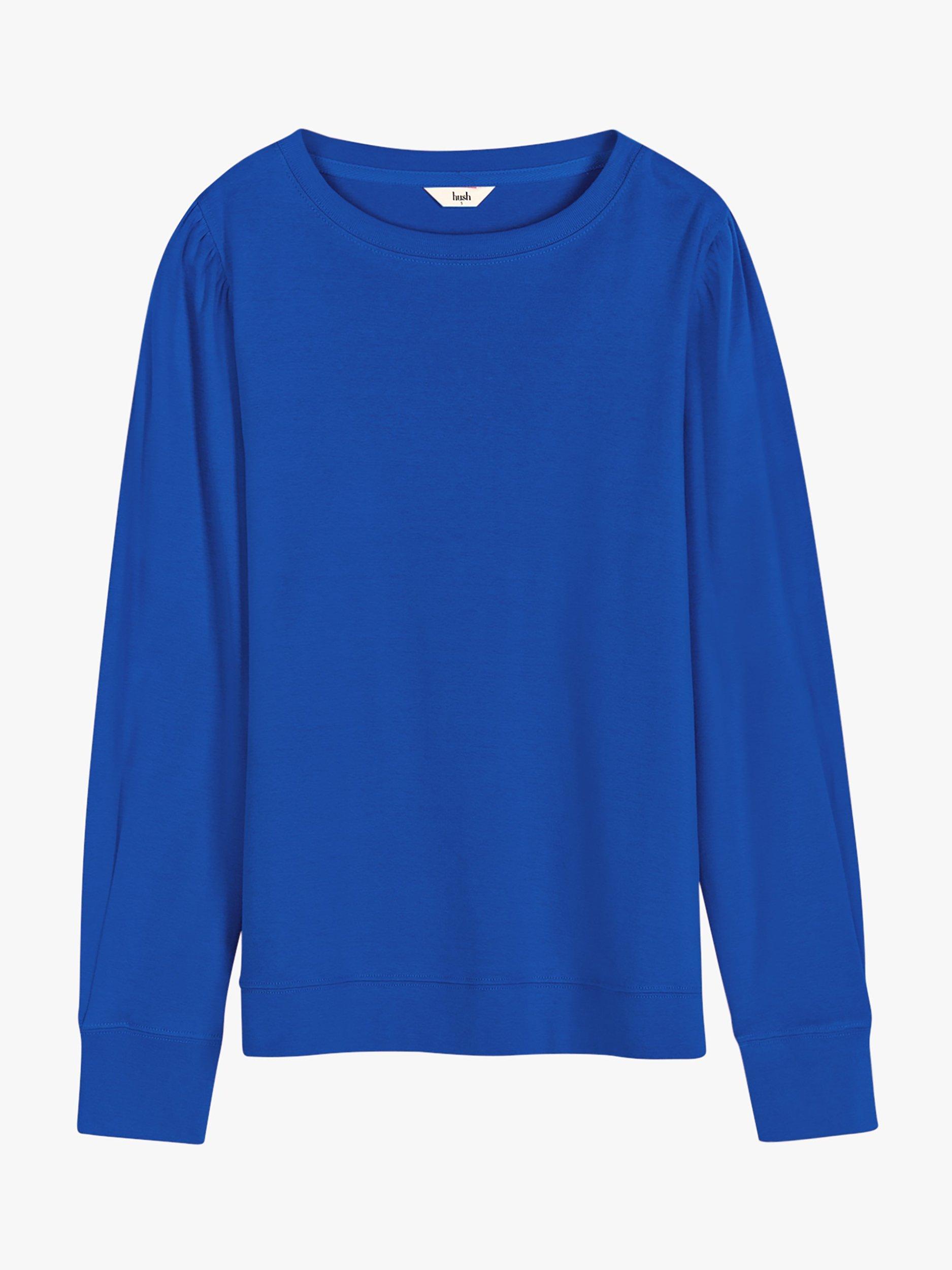 Product image 4 of 5, which shows HUSH Emily Puff Sleeve Jersey Top, Deep Blue, XS-S