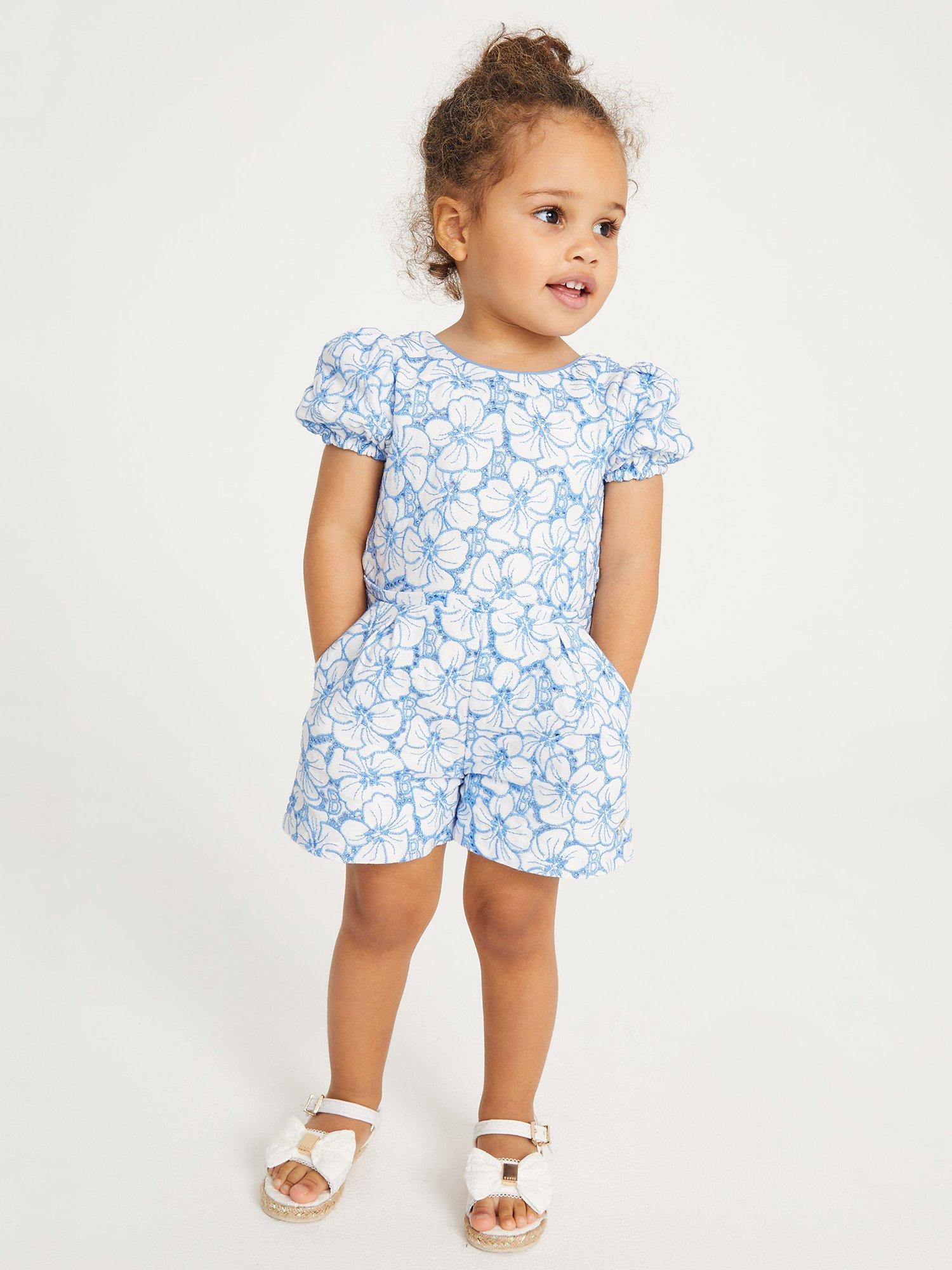 Ted Baker Kids' Broderie Playsuit, Blue