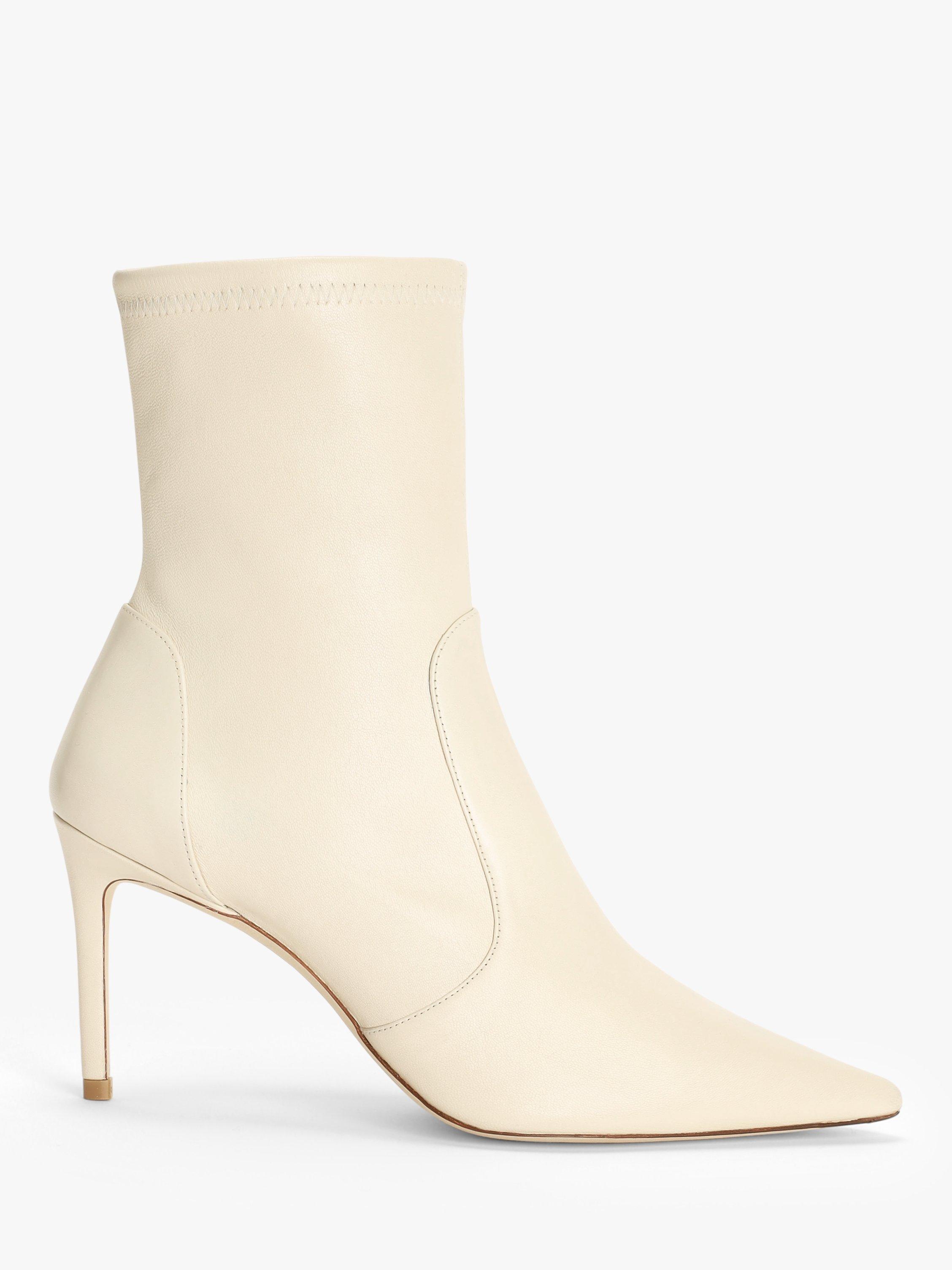 Stuart Weitzman Stuart 85 Stretch Leather Pointed Toe Ankle Boots,Vanilla