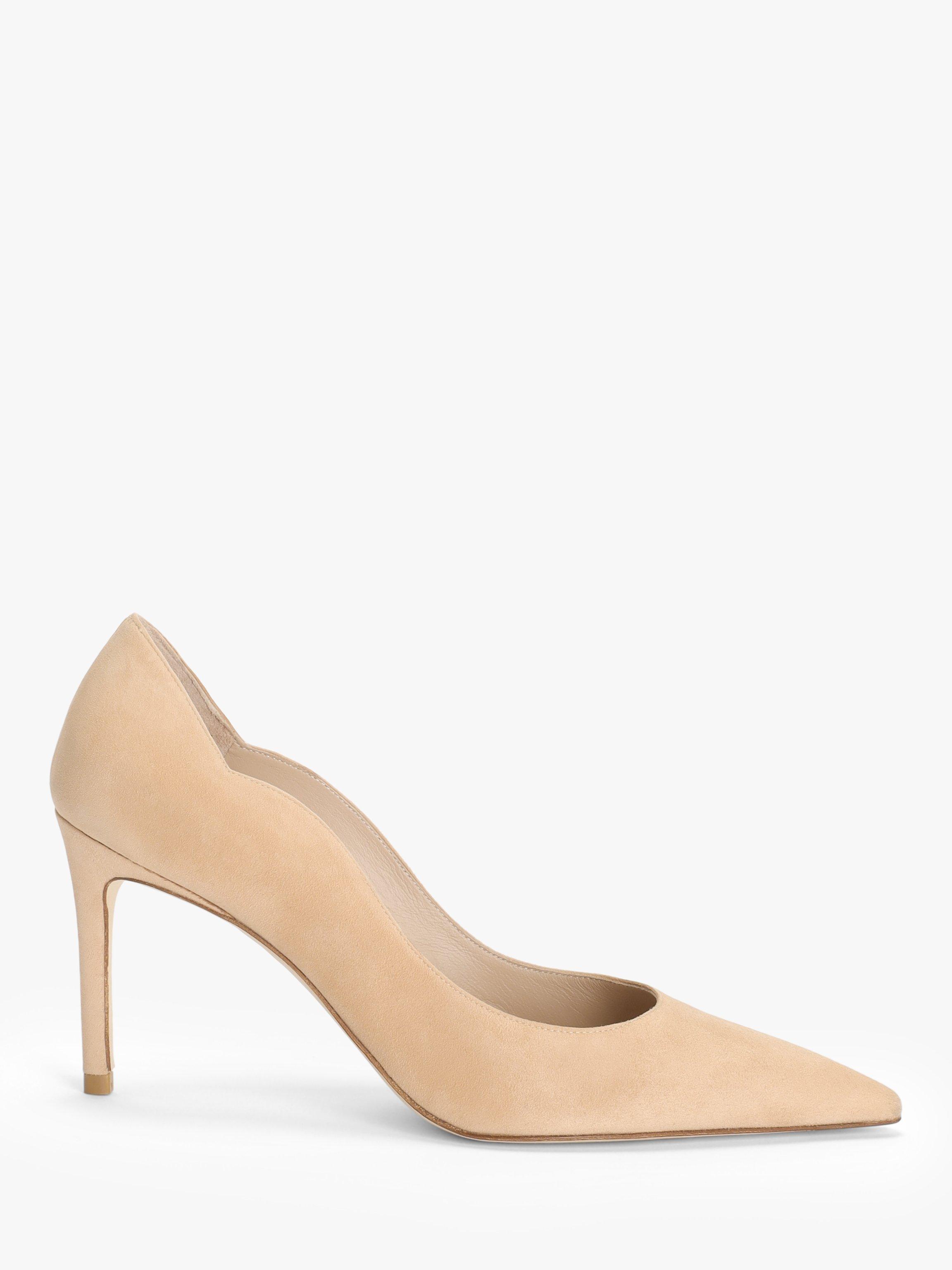 Stuart Weitzman Stuart Suede Scallop Court Shoes, Adobe