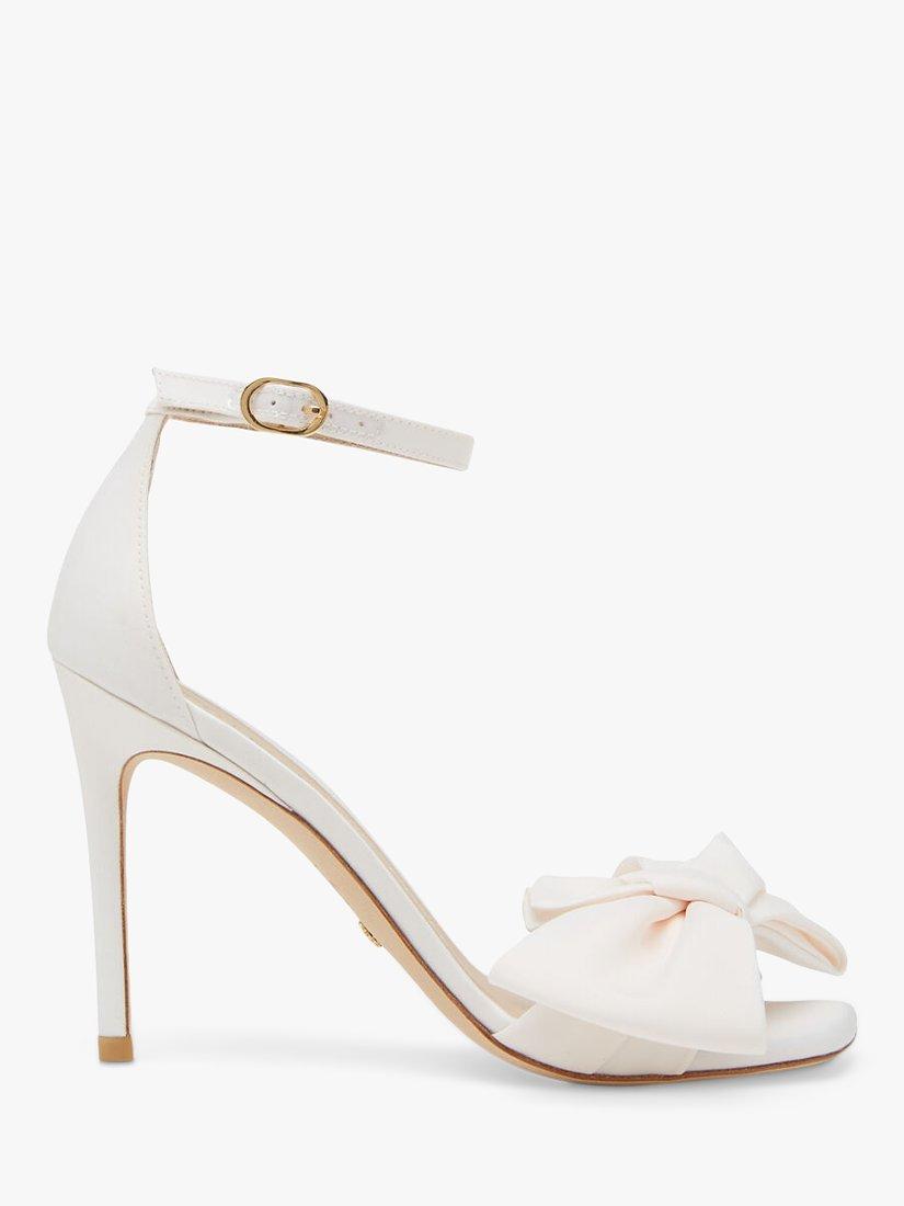 Stuart Weitzman NudistCurve 75 Loveknot Bow Heeled Sandals, Ivory