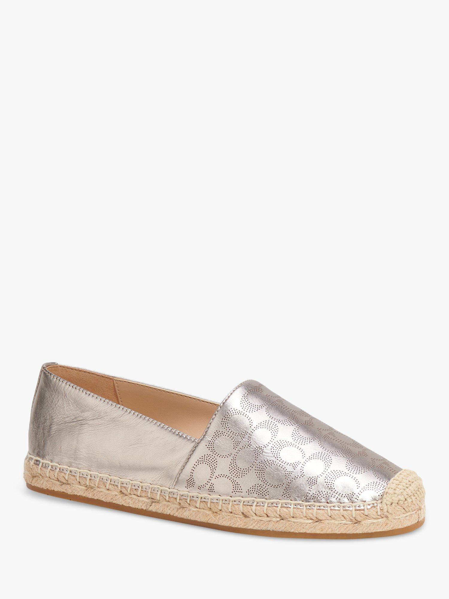 Coach Carley Leather Espadrilles, Silver, 6.5