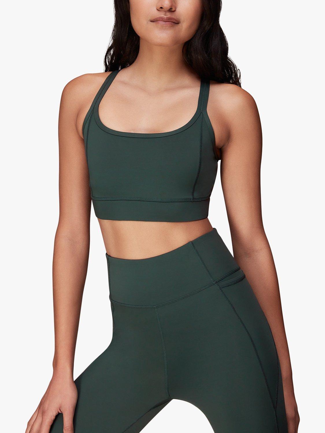Product image 1 of 7, which shows Whistles Cross Back Sports Bra, Khaki, XS