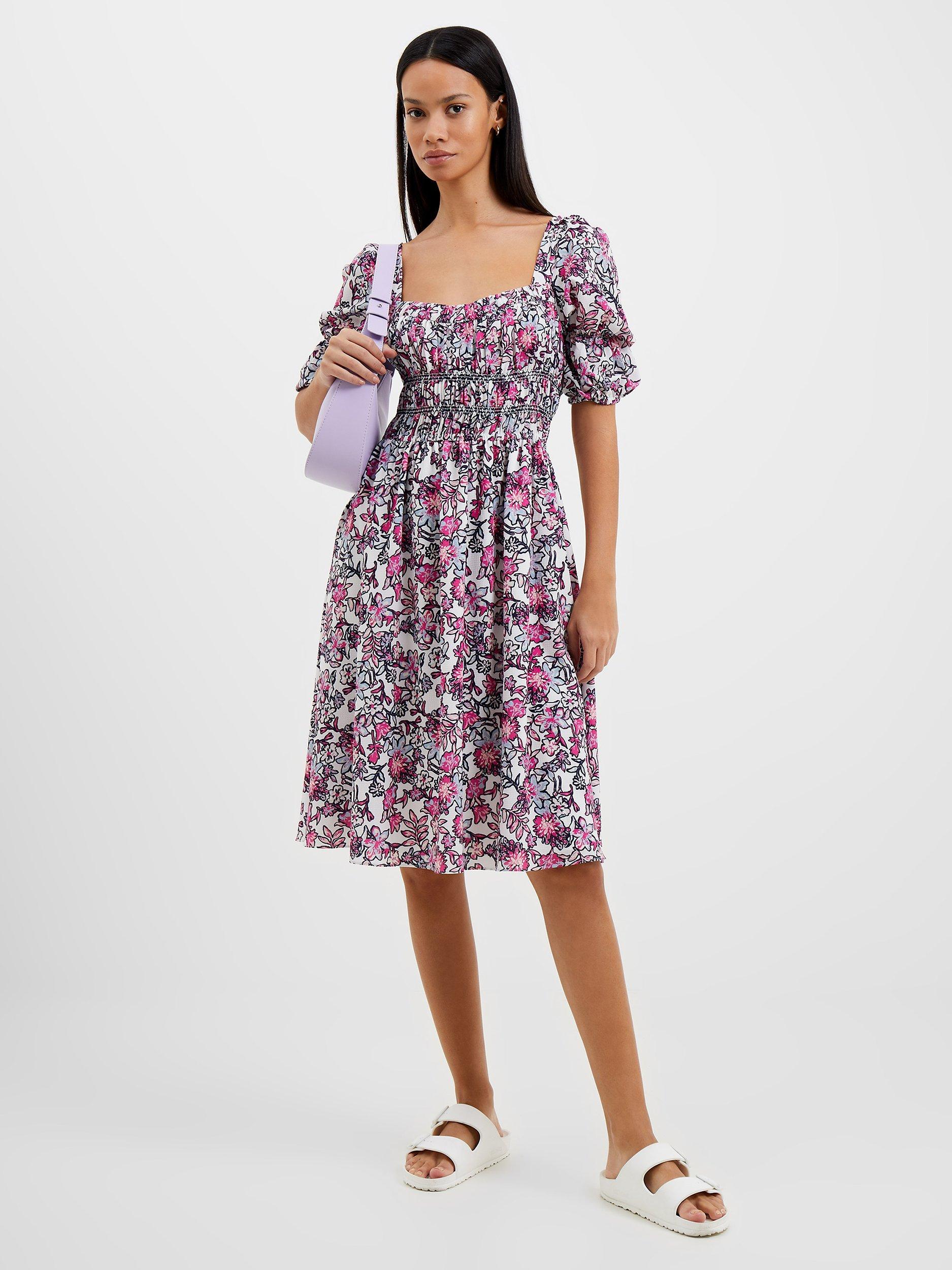 French Connection Fotini Verona Puff Sleeve Dress, Summer White