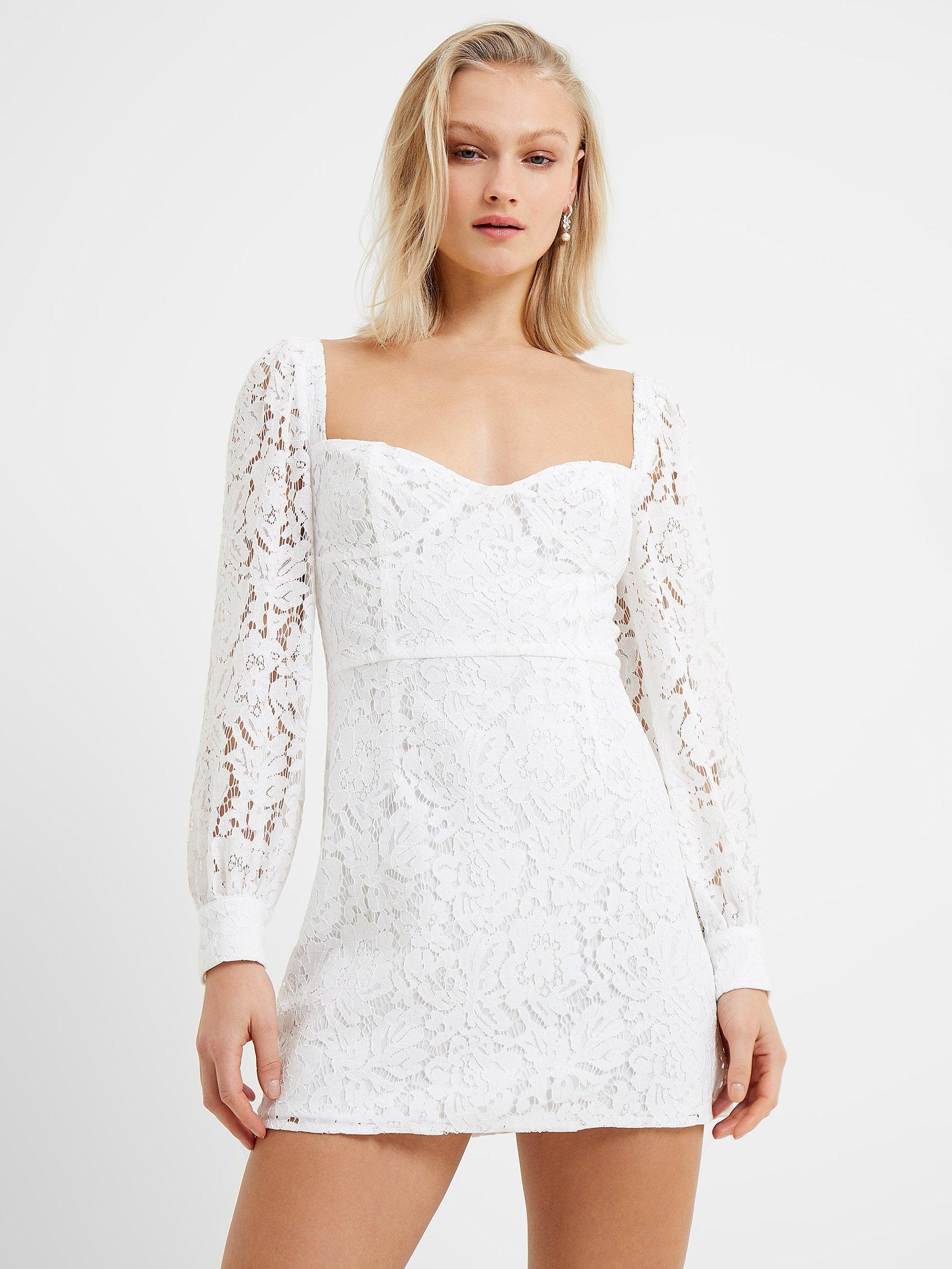 Product image 2 of 4, which shows French Connection Atreena Lace Mini Dress, White, 6